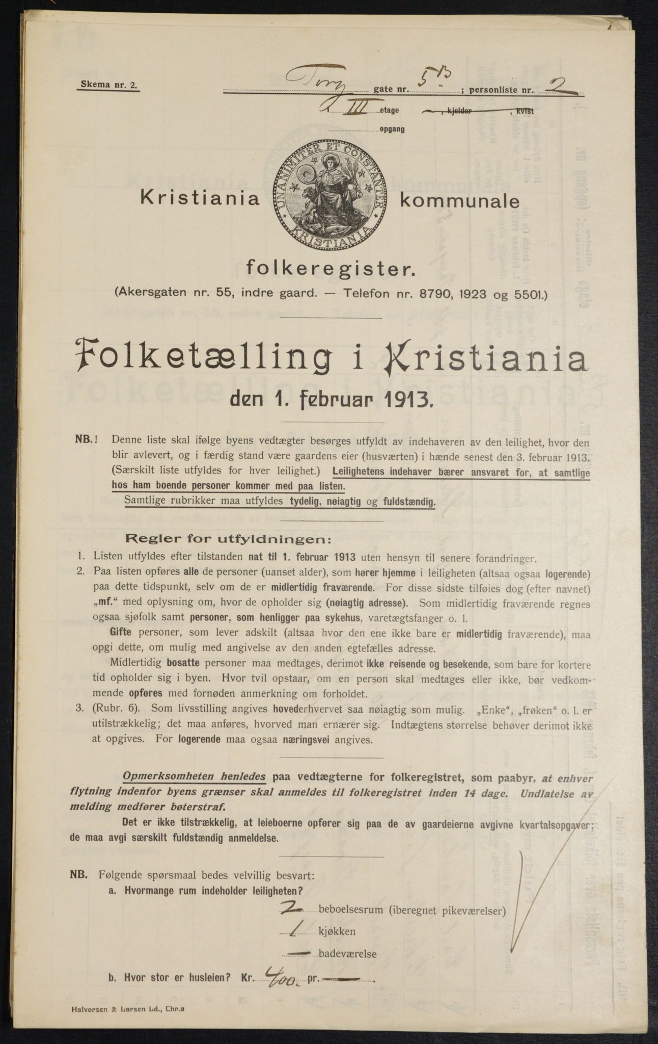 OBA, Kommunal folketelling 1.2.1913 for Kristiania, 1913, s. 113914