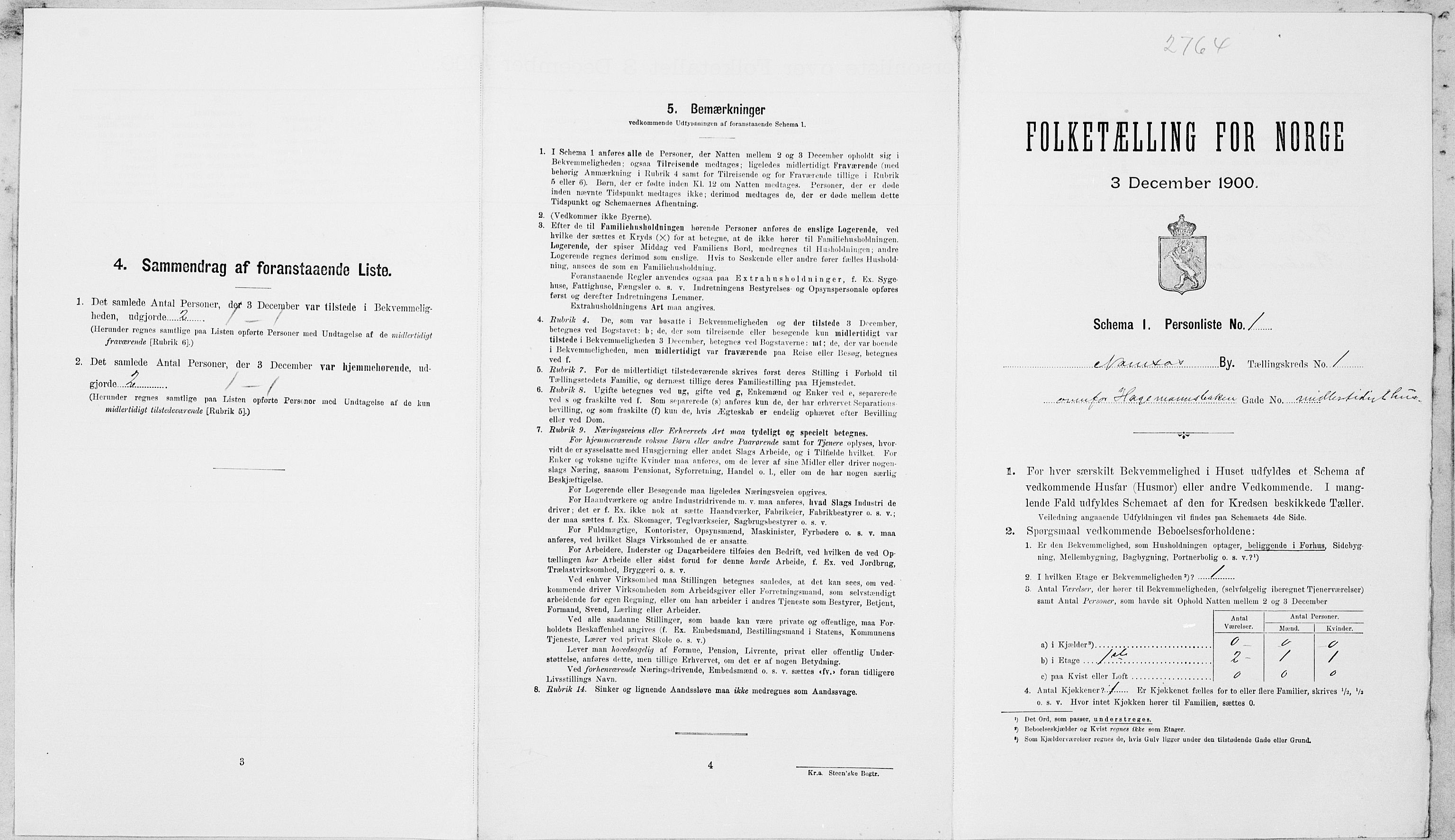 SAT, Folketelling 1900 for 1703 Namsos ladested, 1900, s. 336