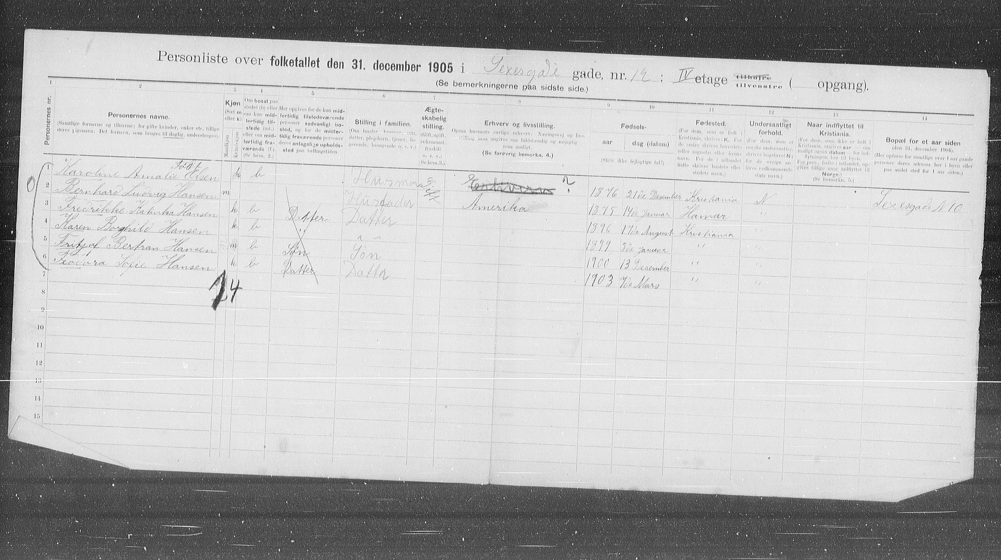 OBA, Kommunal folketelling 31.12.1905 for Kristiania kjøpstad, 1905, s. 49240