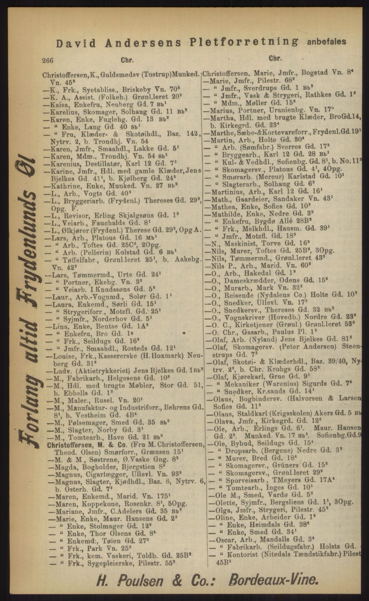 Kristiania/Oslo adressebok, PUBL/-, 1903, s. 266