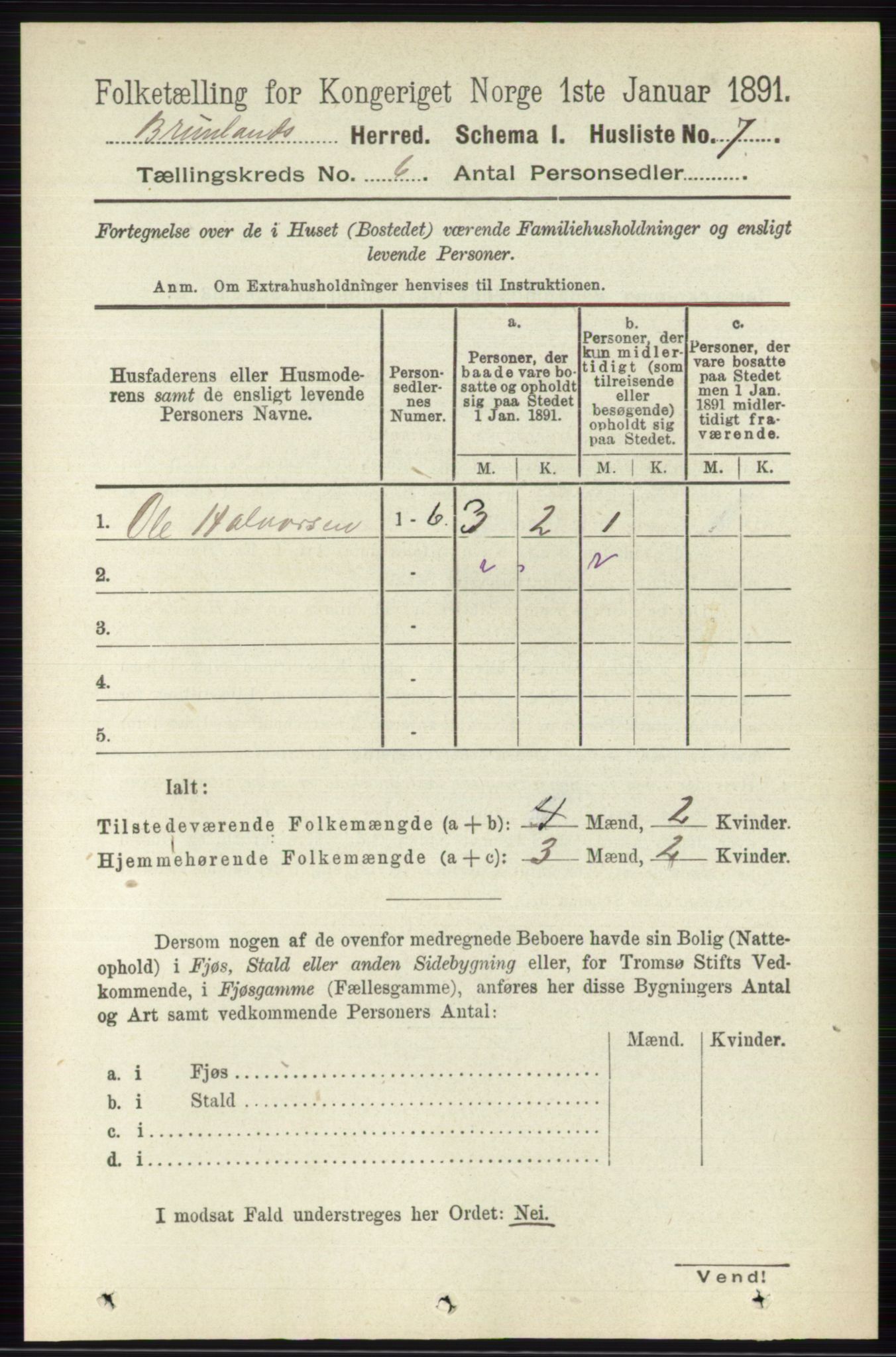 RA, Folketelling 1891 for 0726 Brunlanes herred, 1891, s. 2580