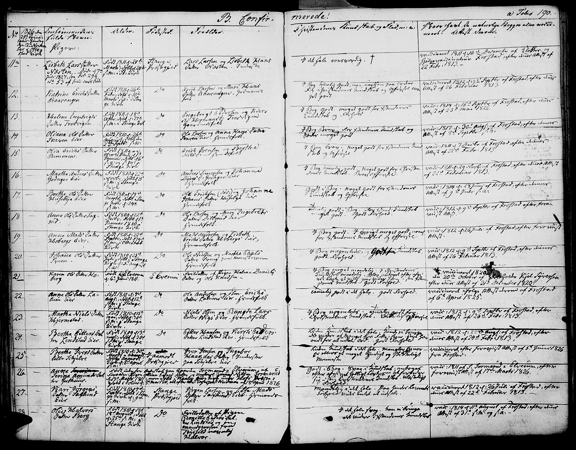 Stange prestekontor, AV/SAH-PREST-002/K/L0009: Ministerialbok nr. 9, 1826-1835, s. 190
