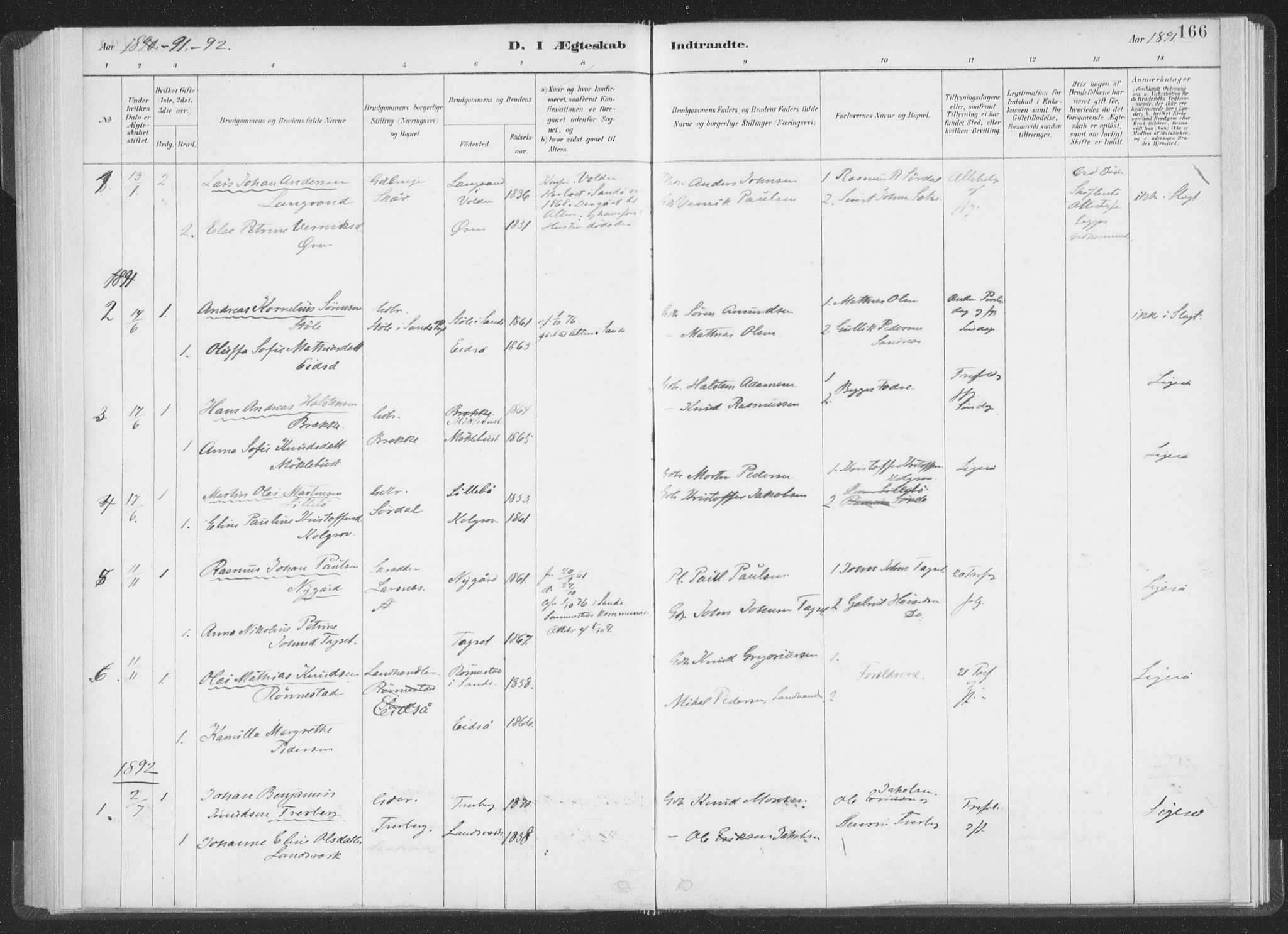 Ministerialprotokoller, klokkerbøker og fødselsregistre - Møre og Romsdal, SAT/A-1454/502/L0025: Ministerialbok nr. 502A03, 1885-1909, s. 166