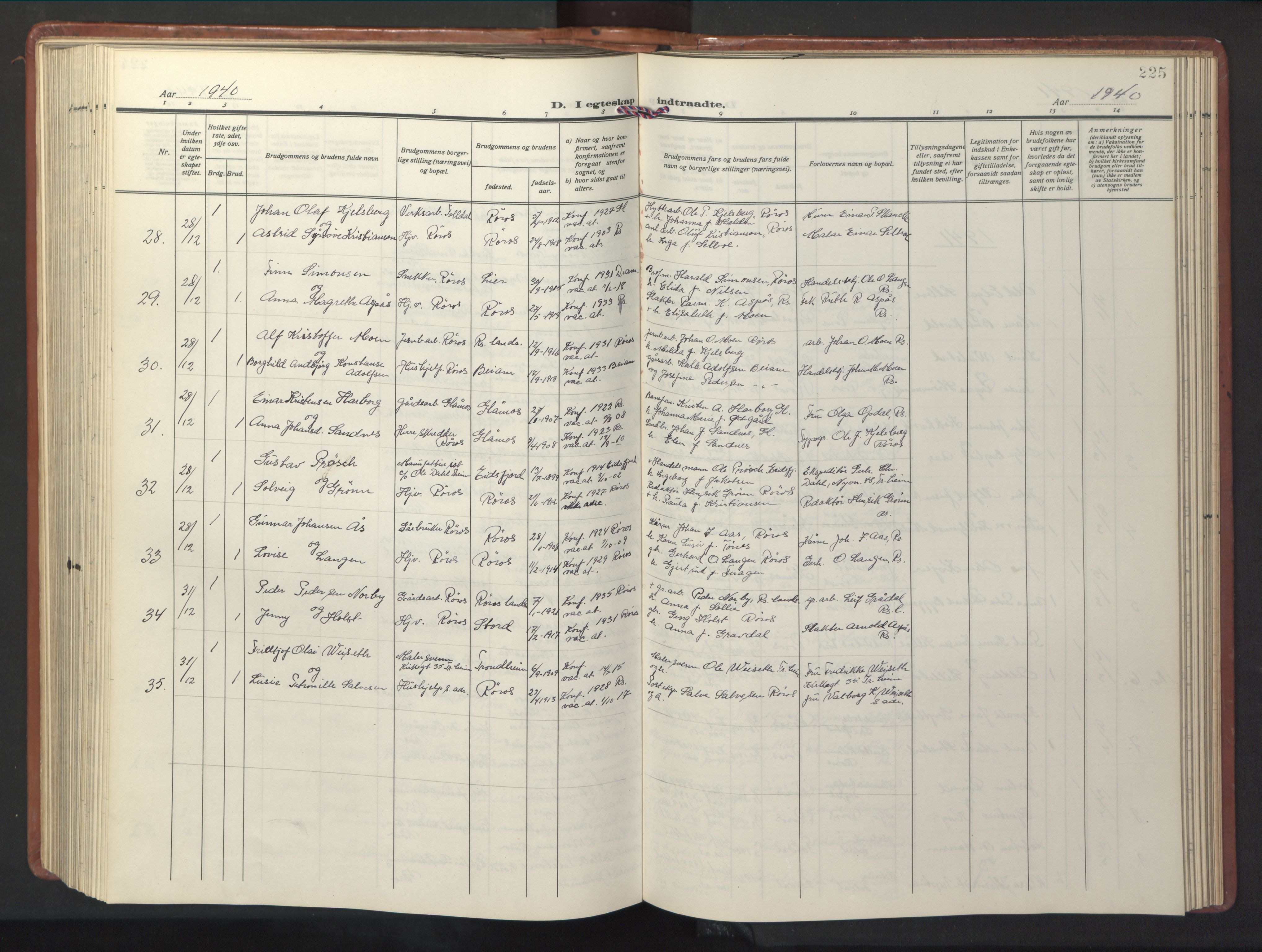 Ministerialprotokoller, klokkerbøker og fødselsregistre - Sør-Trøndelag, AV/SAT-A-1456/681/L0943: Klokkerbok nr. 681C07, 1926-1954, s. 225