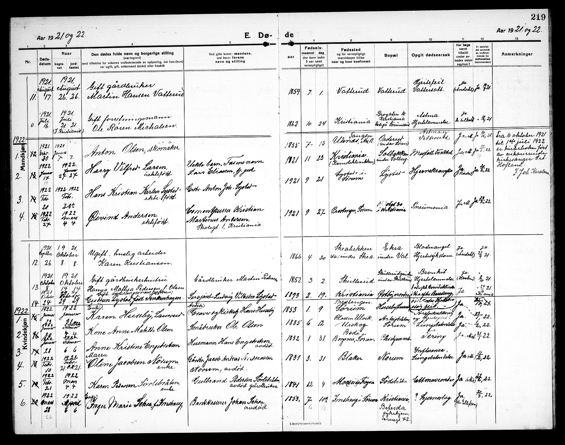 Sørum prestekontor Kirkebøker, AV/SAO-A-10303/G/Ga/L0008: Klokkerbok nr. I 8, 1917-1934, s. 219
