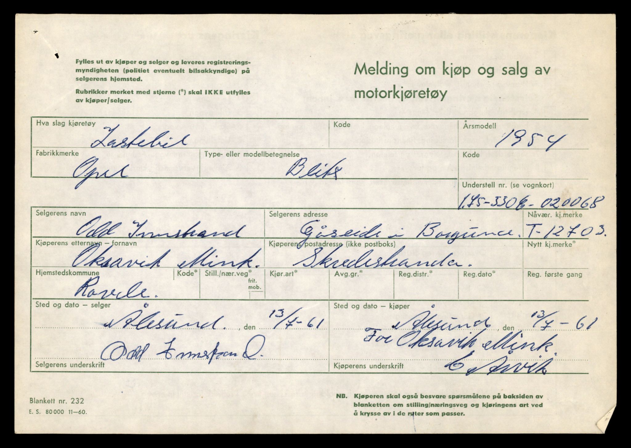 Møre og Romsdal vegkontor - Ålesund trafikkstasjon, AV/SAT-A-4099/F/Fe/L0035: Registreringskort for kjøretøy T 12653 - T 12829, 1927-1998, s. 954