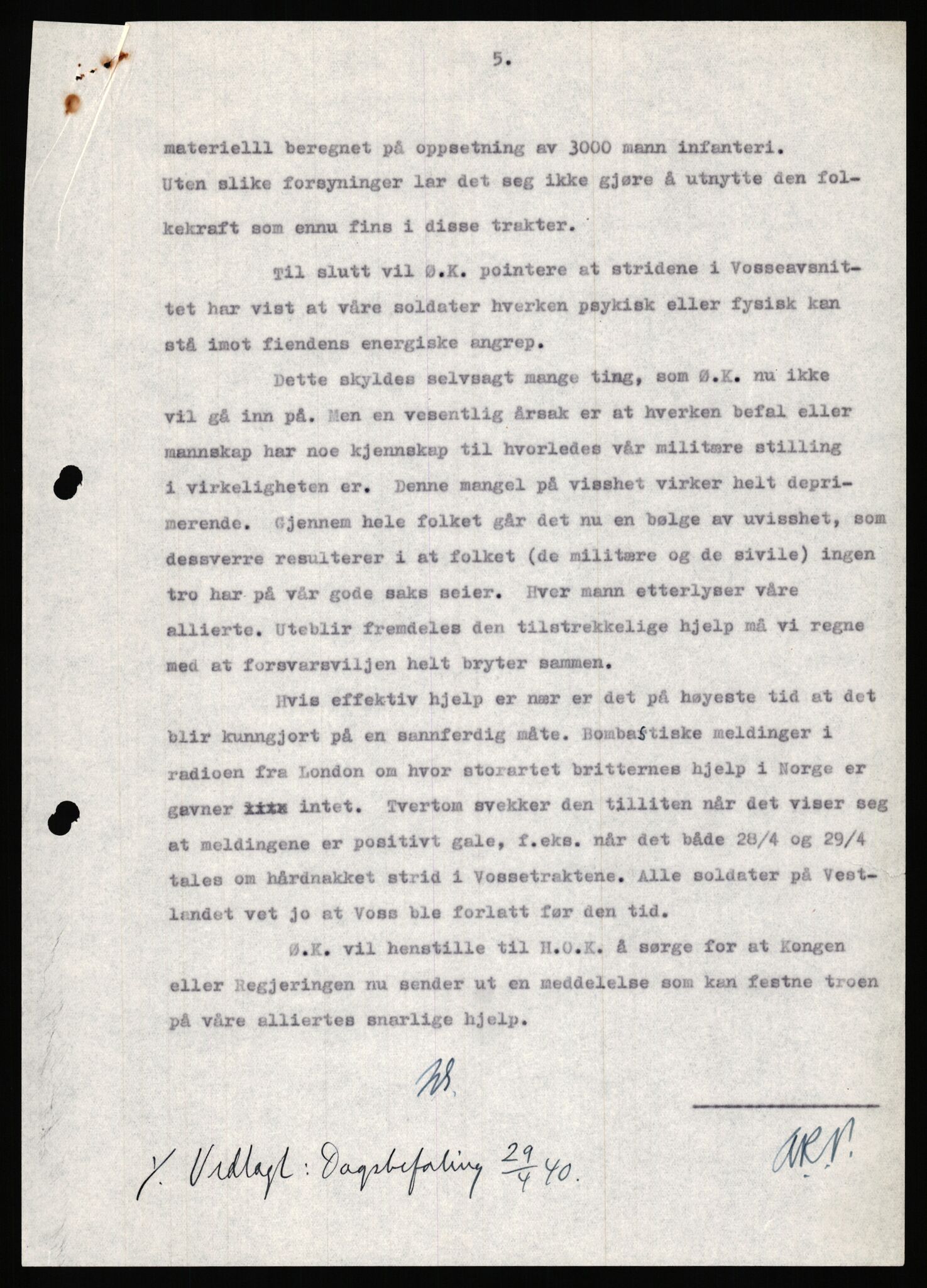 Forsvaret, Forsvarets krigshistoriske avdeling, AV/RA-RAFA-2017/Y/Ya/L0031: II-C-11-51 - Hærens overkommando, 1940, s. 462