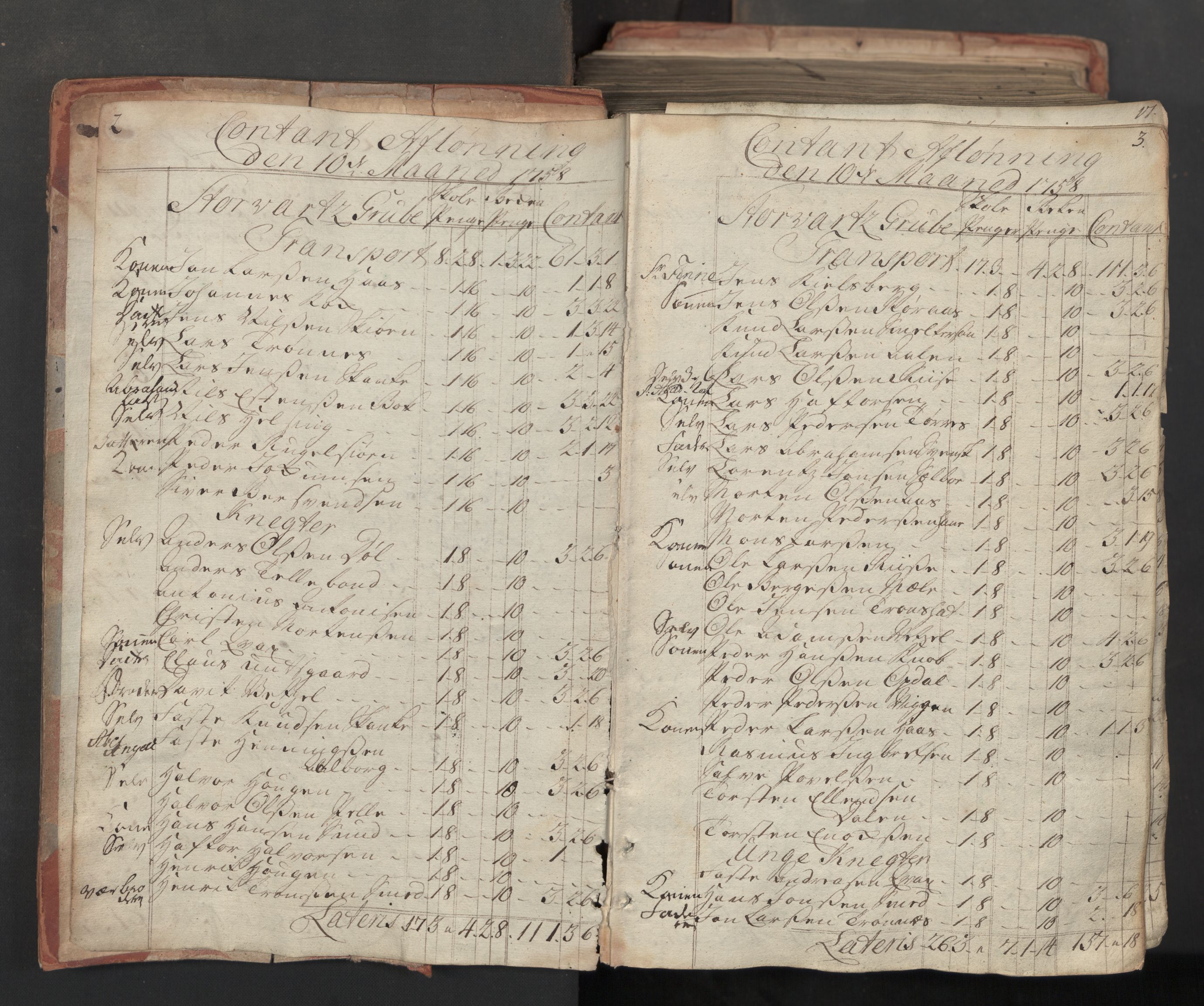 Røros kobberverk, AV/SAT-PA-0211/1/08/L0361: 8.3.38 Kontant avlønningsbok, 1758-1761