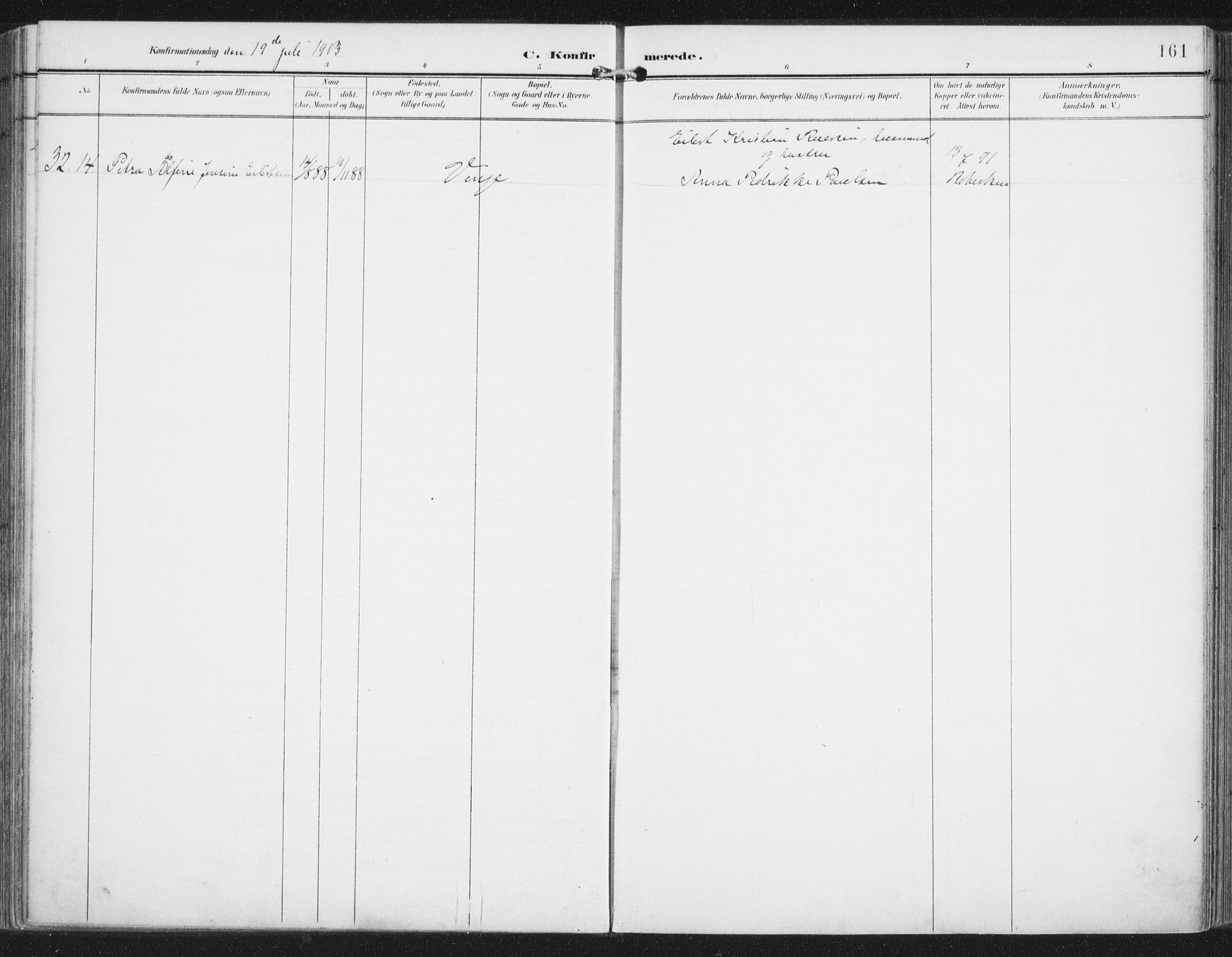 Ministerialprotokoller, klokkerbøker og fødselsregistre - Nordland, AV/SAT-A-1459/876/L1098: Ministerialbok nr. 876A04, 1896-1915, s. 161