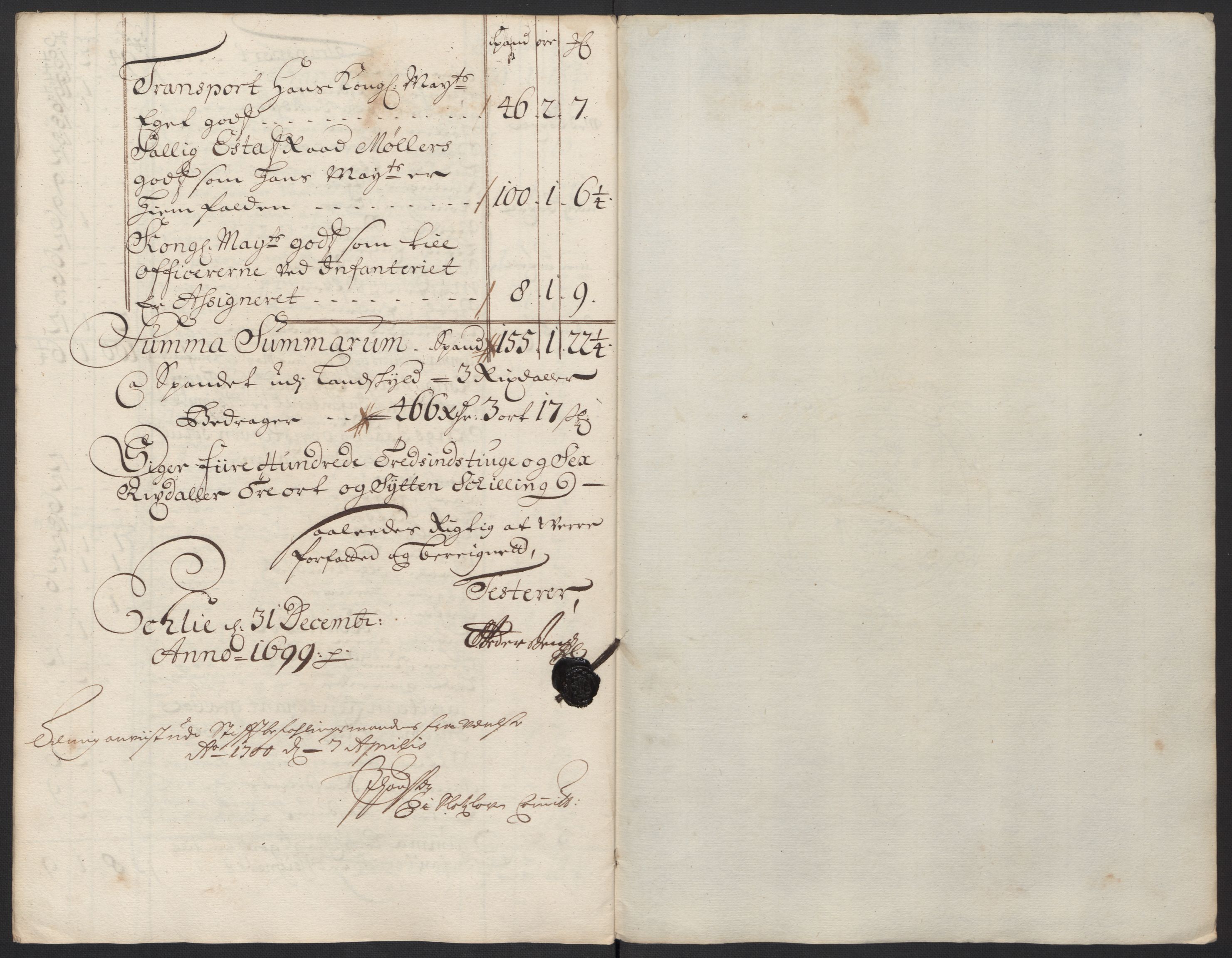 Rentekammeret inntil 1814, Reviderte regnskaper, Fogderegnskap, RA/EA-4092/R60/L3949: Fogderegnskap Orkdal og Gauldal, 1699, s. 121