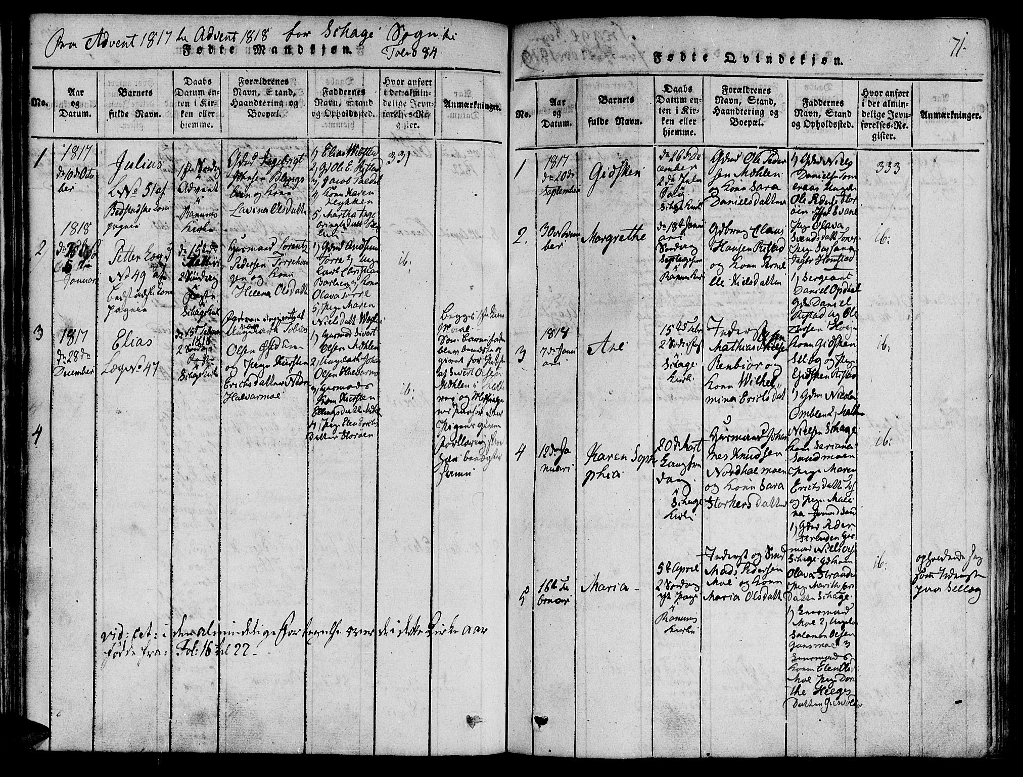 Ministerialprotokoller, klokkerbøker og fødselsregistre - Nord-Trøndelag, SAT/A-1458/764/L0546: Ministerialbok nr. 764A06 /4, 1817-1823, s. 71