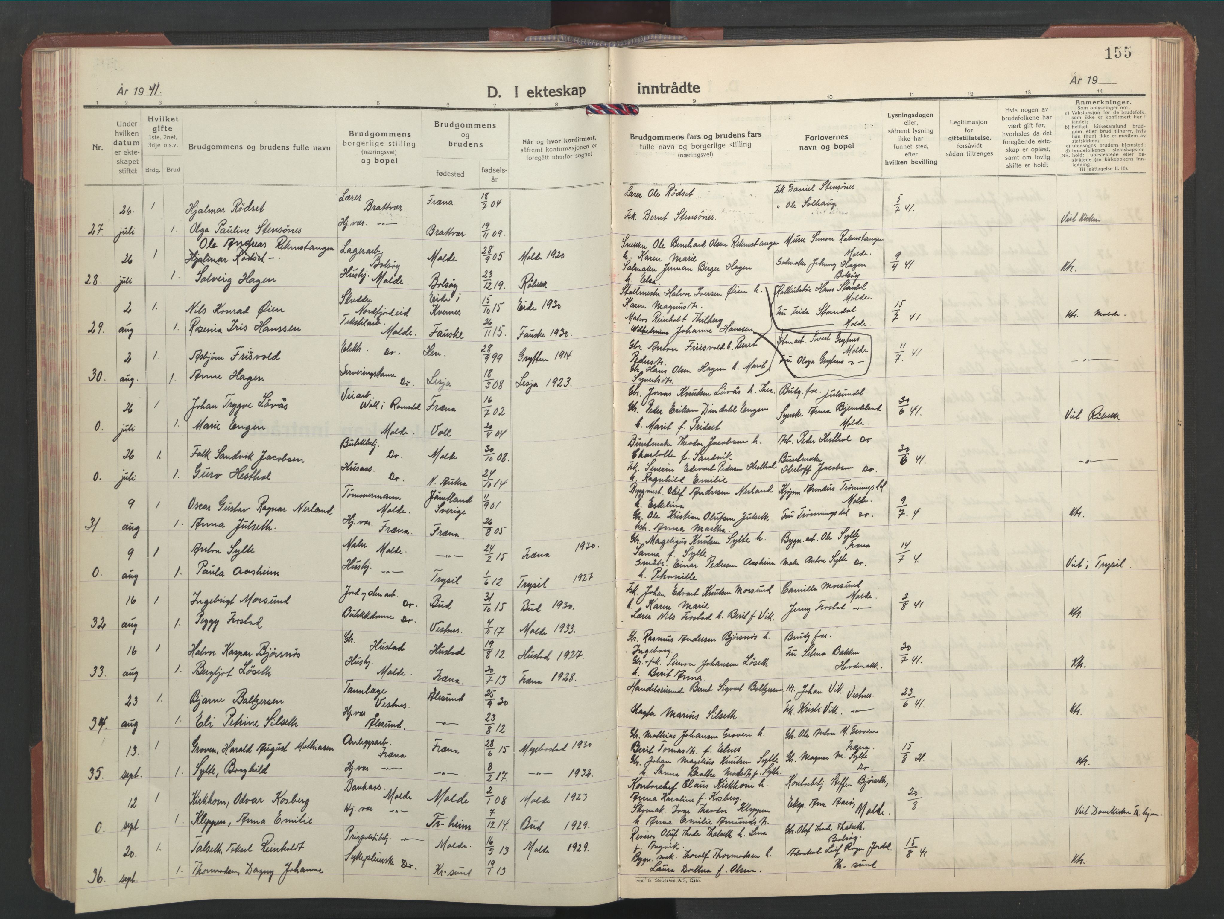 Ministerialprotokoller, klokkerbøker og fødselsregistre - Møre og Romsdal, SAT/A-1454/558/L0705: Klokkerbok nr. 558C06, 1940-1953, s. 155