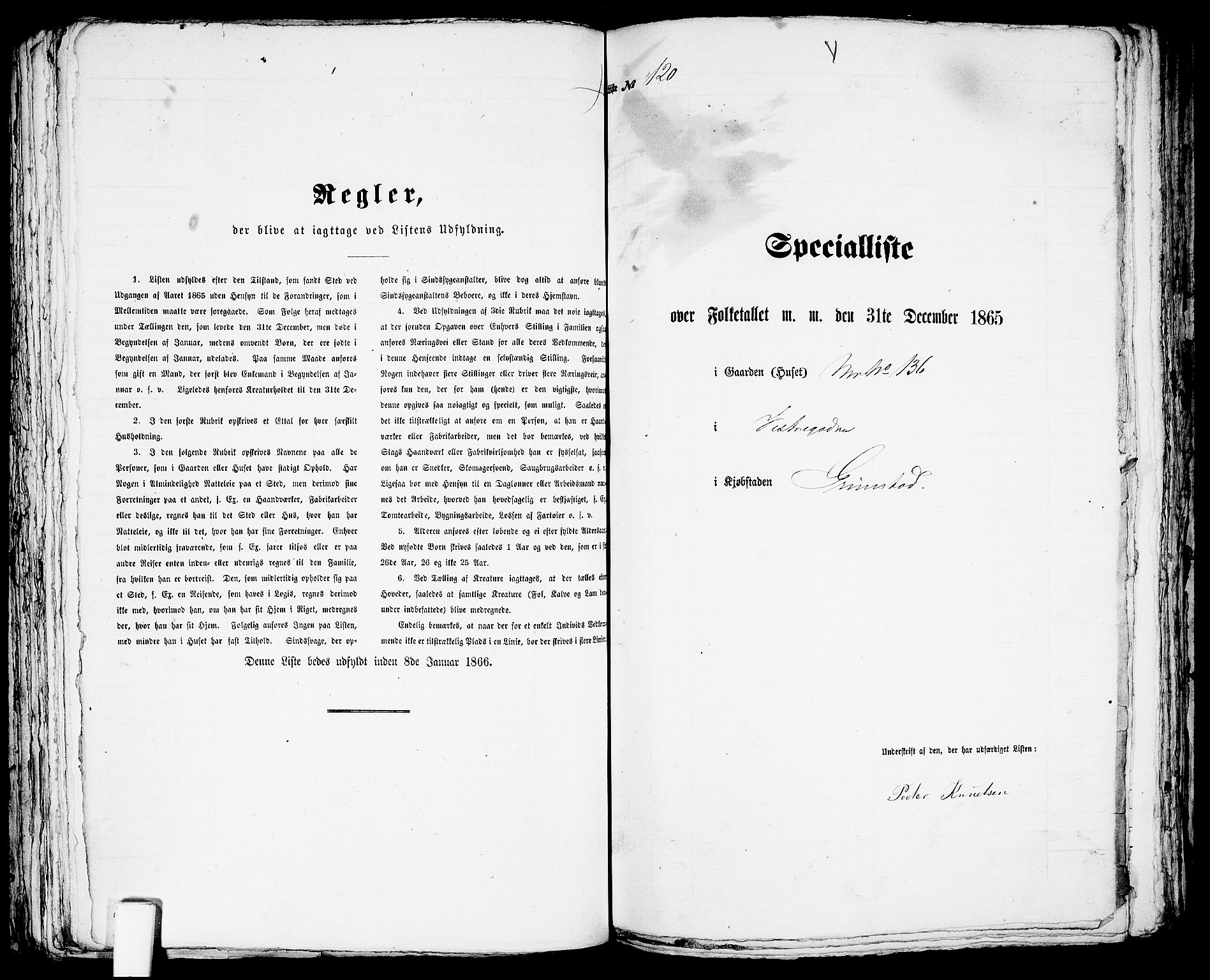 RA, Folketelling 1865 for 0904B Fjære prestegjeld, Grimstad kjøpstad, 1865, s. 245