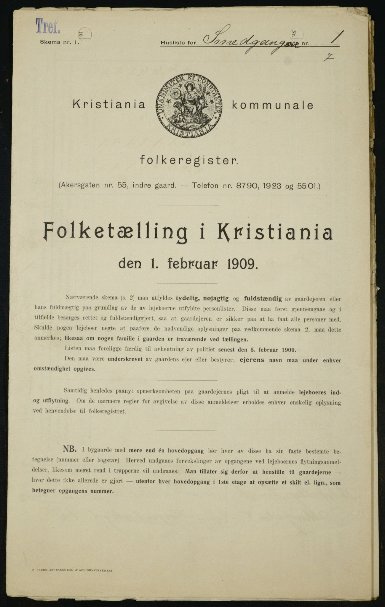 OBA, Kommunal folketelling 1.2.1909 for Kristiania kjøpstad, 1909, s. 88047