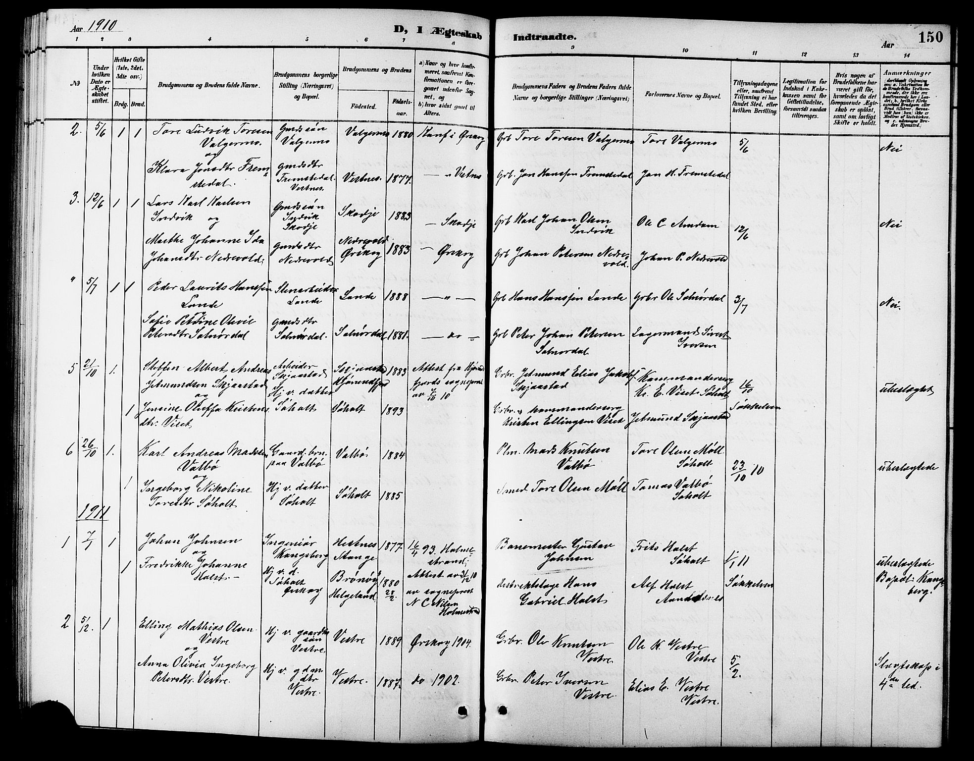 Ministerialprotokoller, klokkerbøker og fødselsregistre - Møre og Romsdal, SAT/A-1454/522/L0327: Klokkerbok nr. 522C06, 1890-1915, s. 150