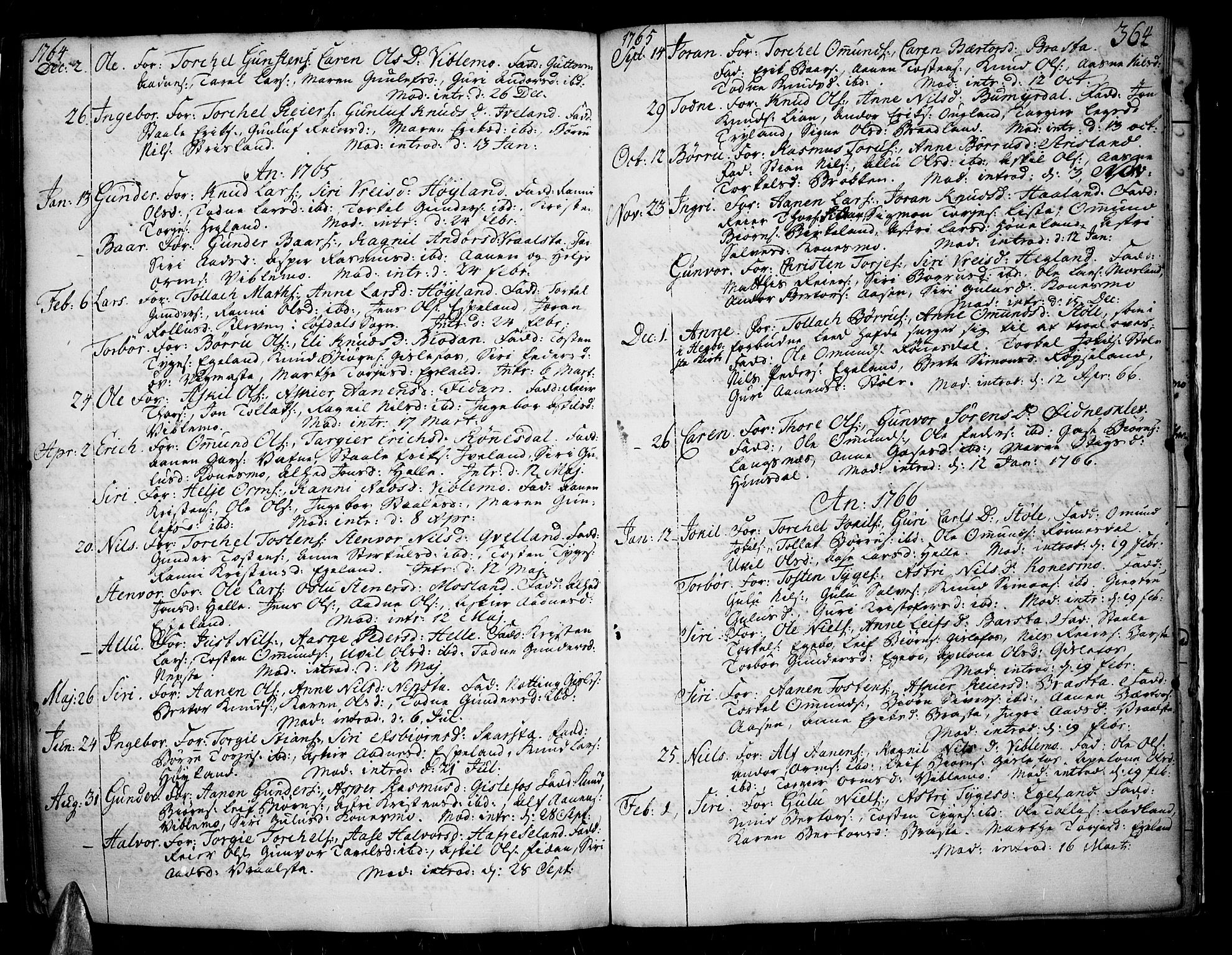 Sør-Audnedal sokneprestkontor, AV/SAK-1111-0039/F/Fa/Fab/L0001: Ministerialbok nr. A 1 /4, 1726-1774, s. 364