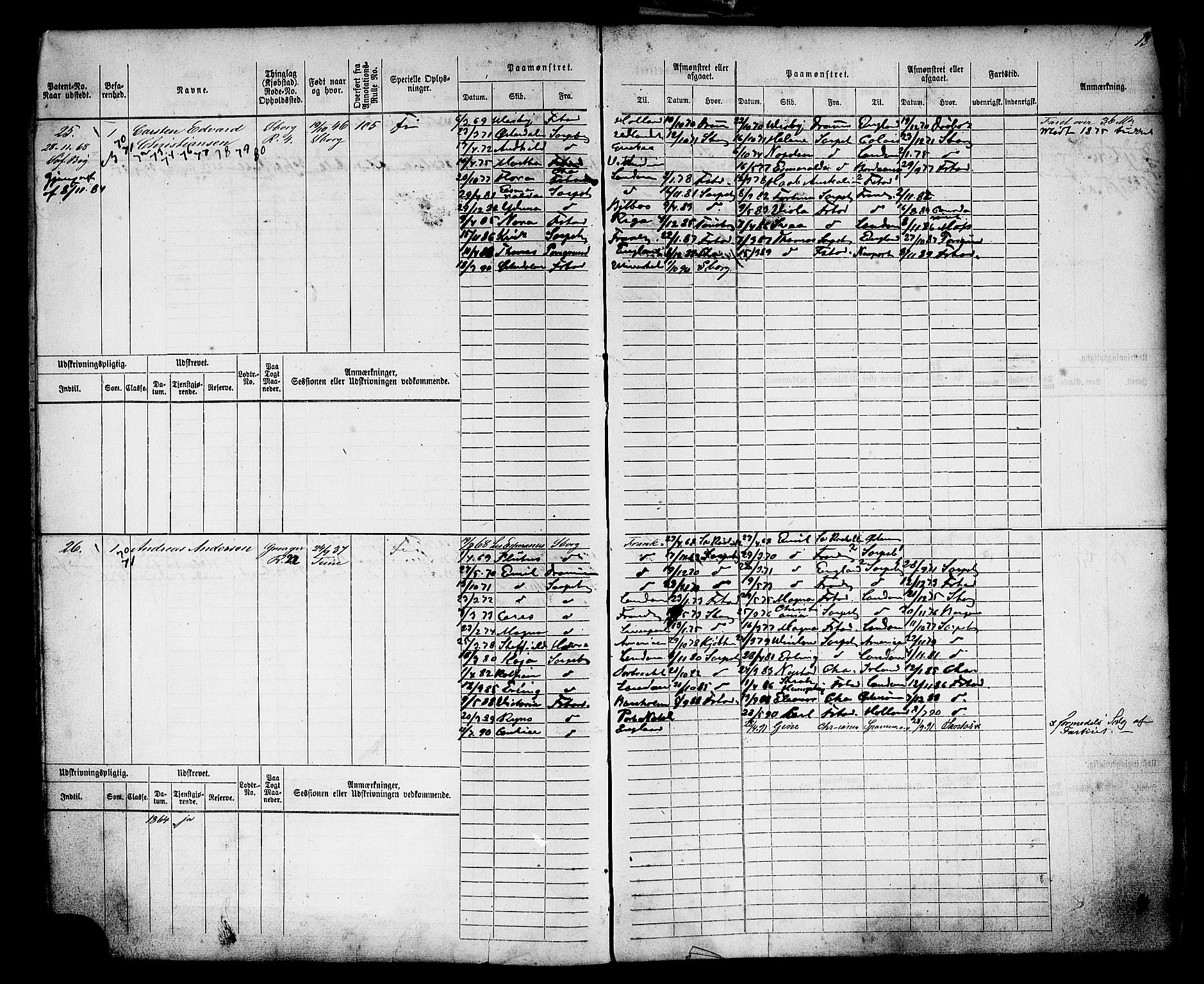 Sarpsborg mønstringskontor, AV/SAO-A-10569c/F/Fc/Fcb/L0004: Hovedrulle, 1868-1881, s. 16