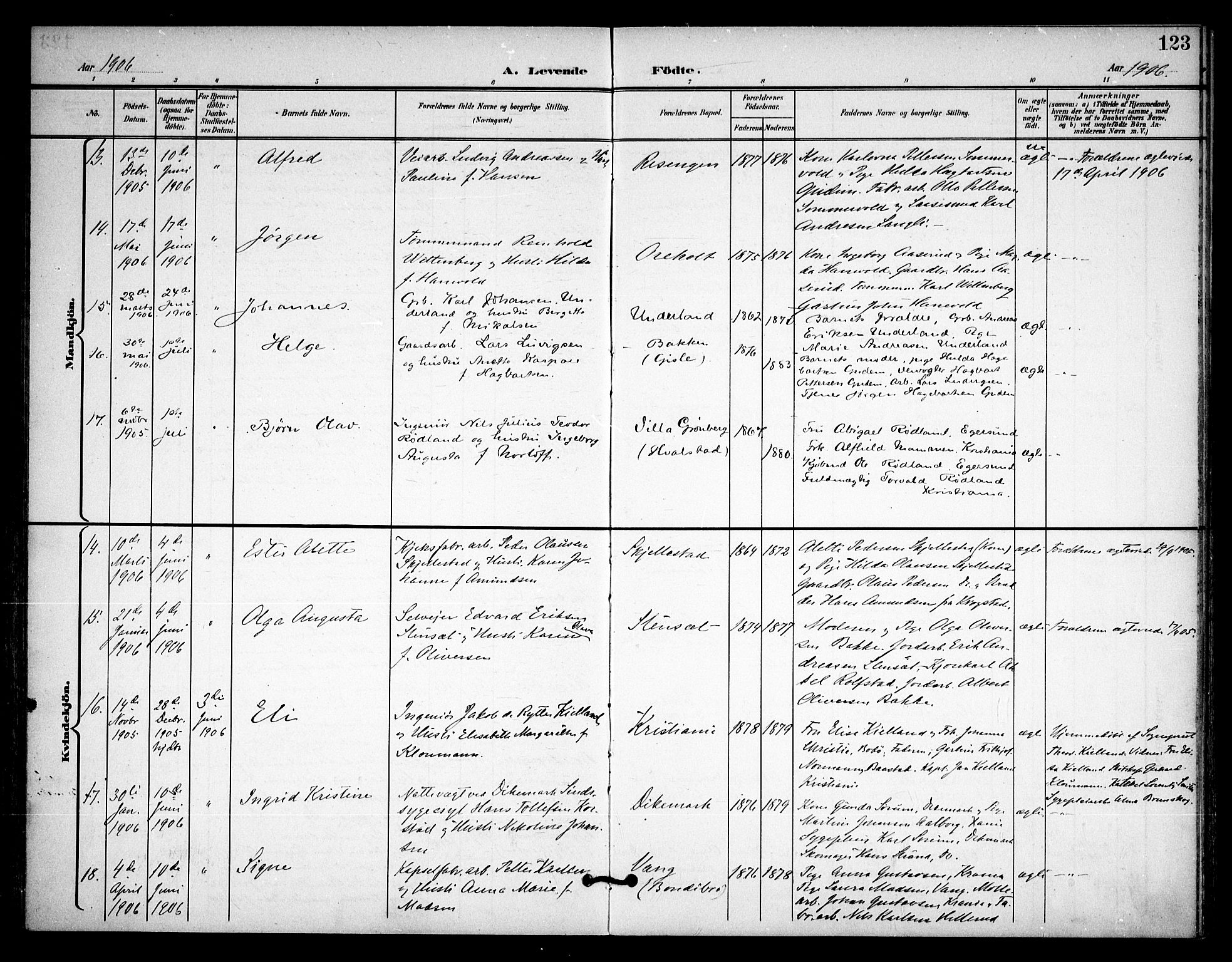 Asker prestekontor Kirkebøker, AV/SAO-A-10256a/F/Fa/L0015: Ministerialbok nr. I 15, 1896-1915, s. 123