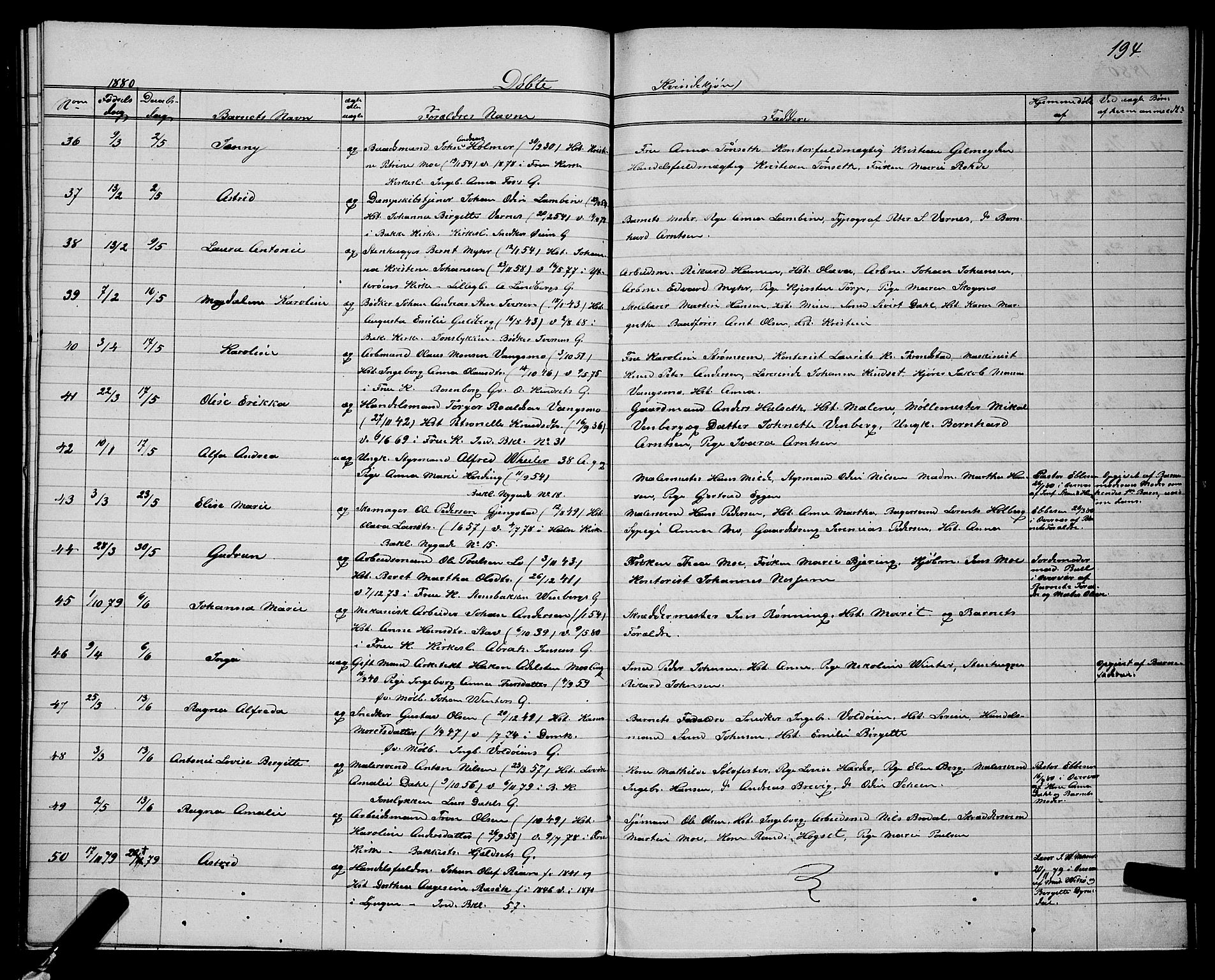 Ministerialprotokoller, klokkerbøker og fødselsregistre - Sør-Trøndelag, AV/SAT-A-1456/604/L0220: Klokkerbok nr. 604C03, 1870-1885, s. 194