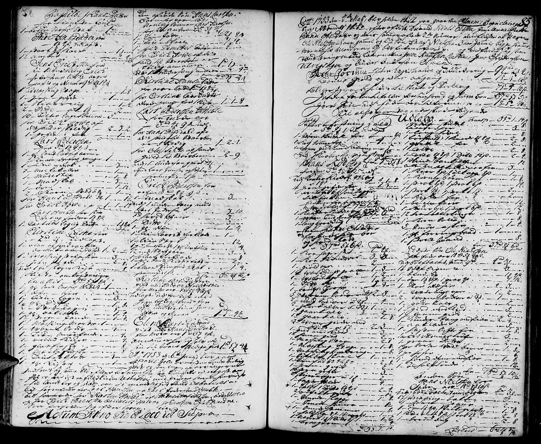 Indre Sogn tingrett, AV/SAB-A-3301/1/H/Ha/L0007a: Skifteprotokoll 7a, 1751-1762, s. 84b-85a