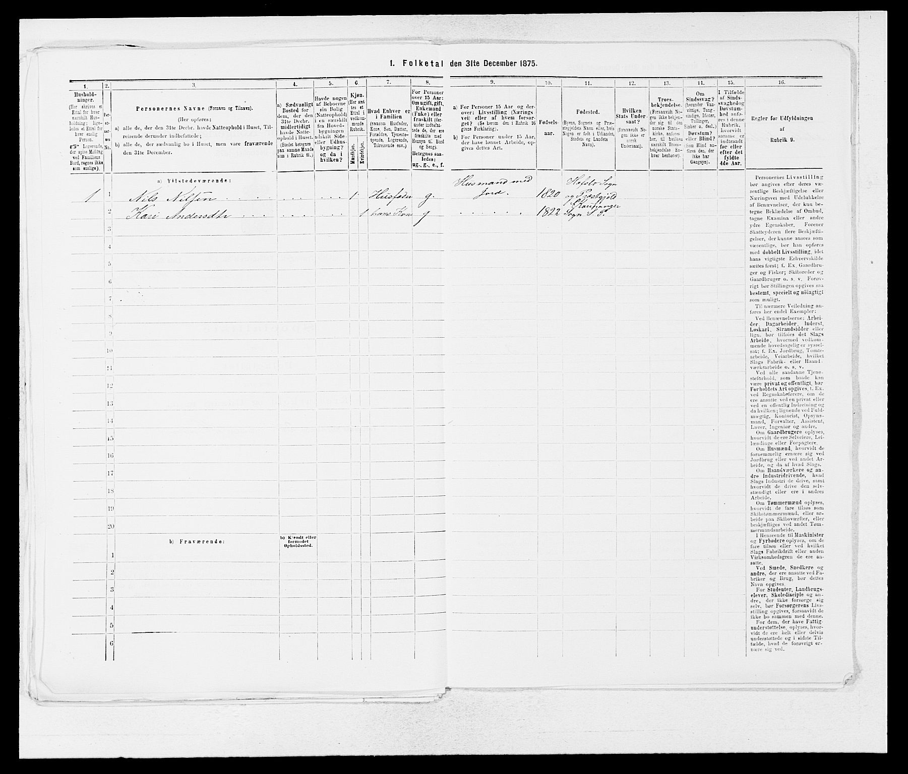 SAB, Folketelling 1875 for 1420P Sogndal prestegjeld, 1875, s. 291