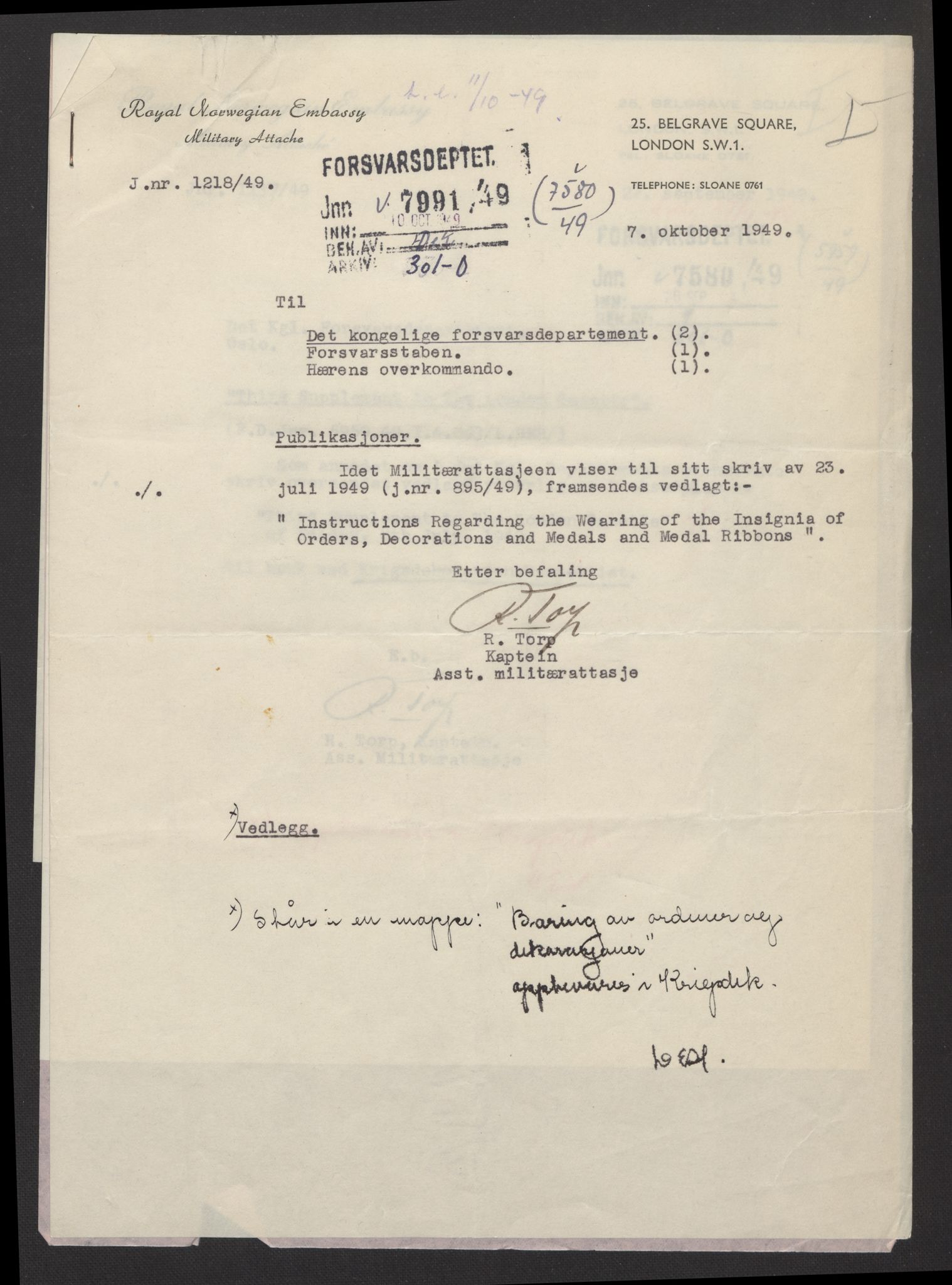 Forsvarsdepartementet, arkivet 1940-1945, RA/RAFA-2062, 1940-1945, s. 791