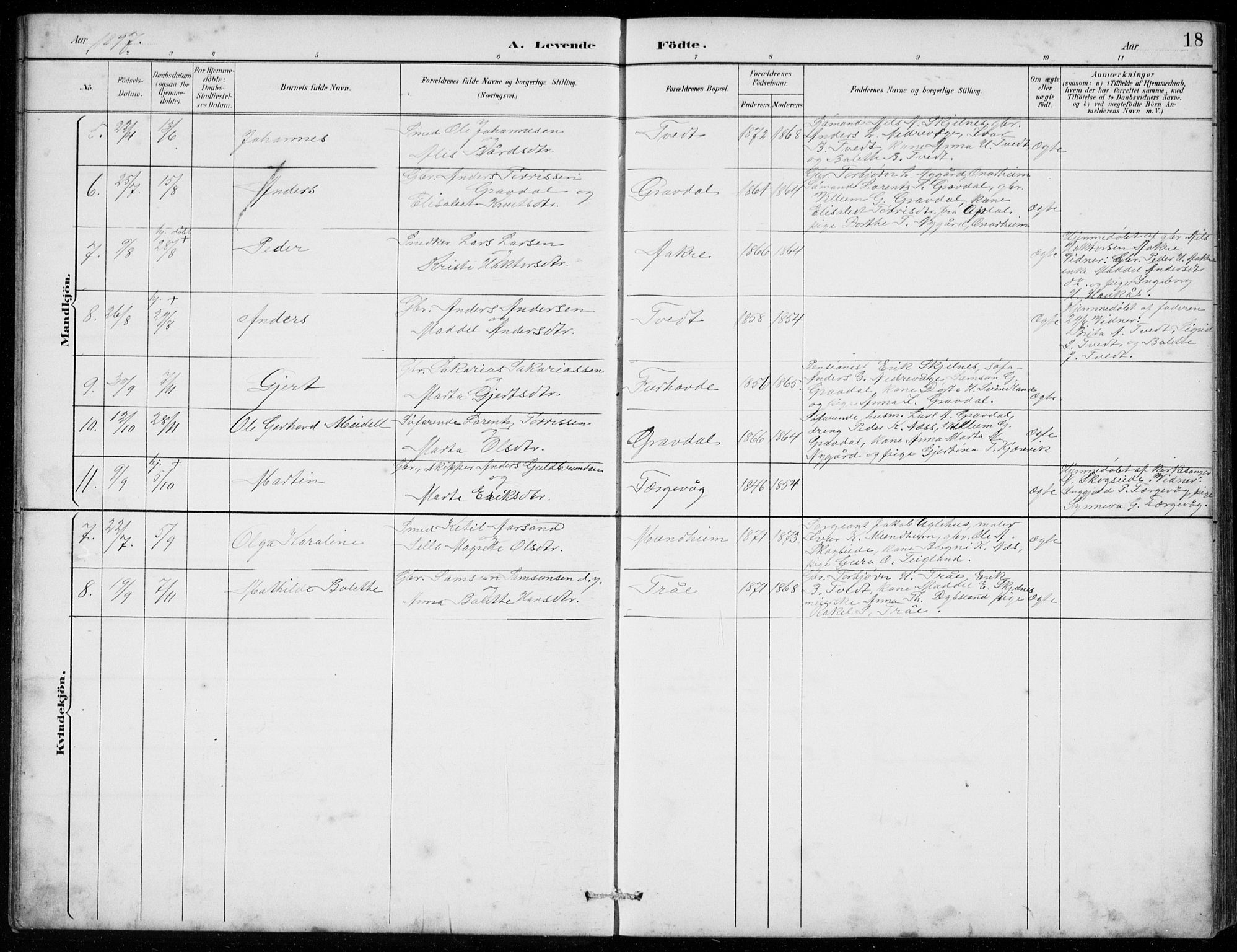 Strandebarm sokneprestembete, AV/SAB-A-78401/H/Hab: Klokkerbok nr. C  1, 1891-1913, s. 18