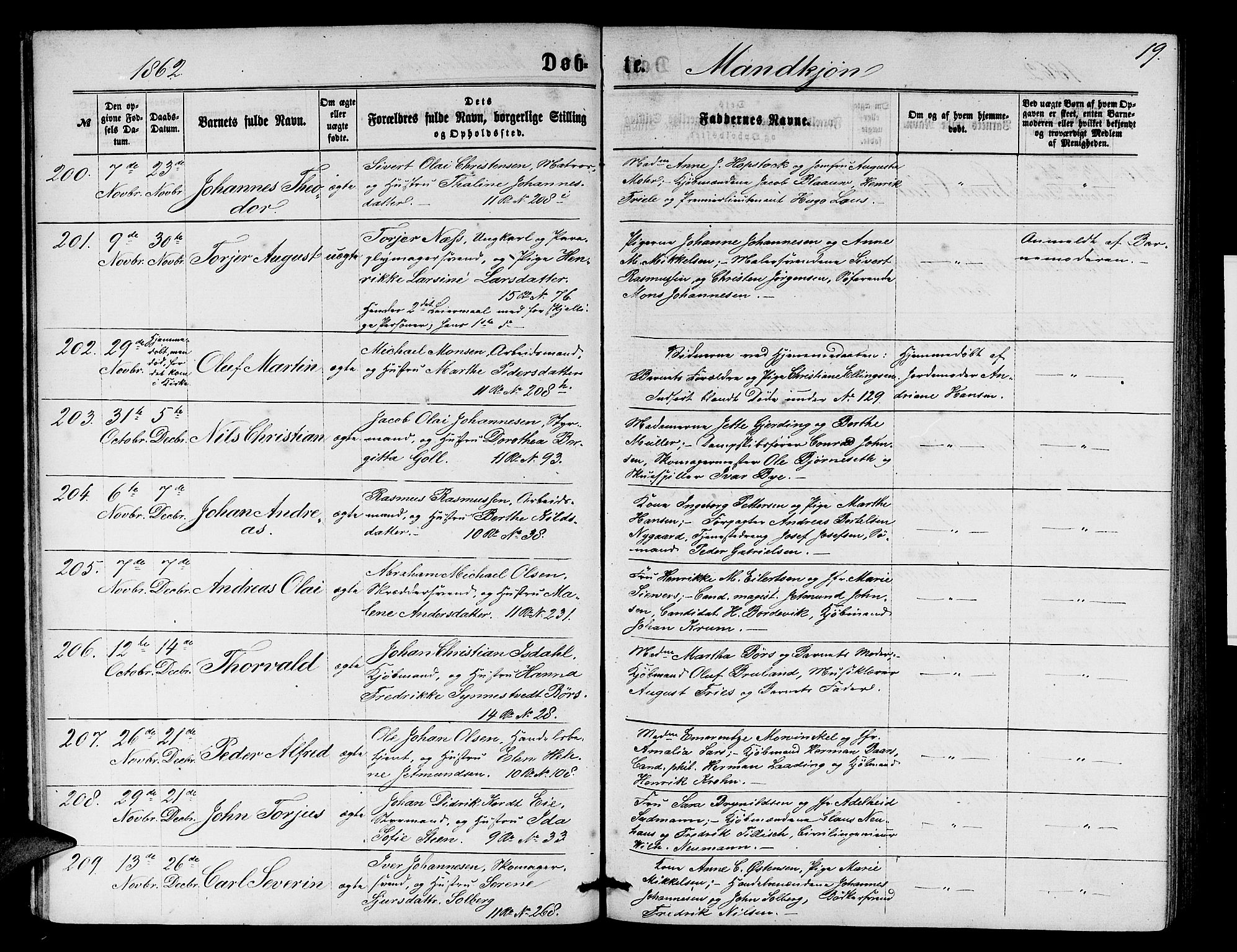 Domkirken sokneprestembete, AV/SAB-A-74801/H/Hab/L0012: Klokkerbok nr. B 5, 1862-1869, s. 19