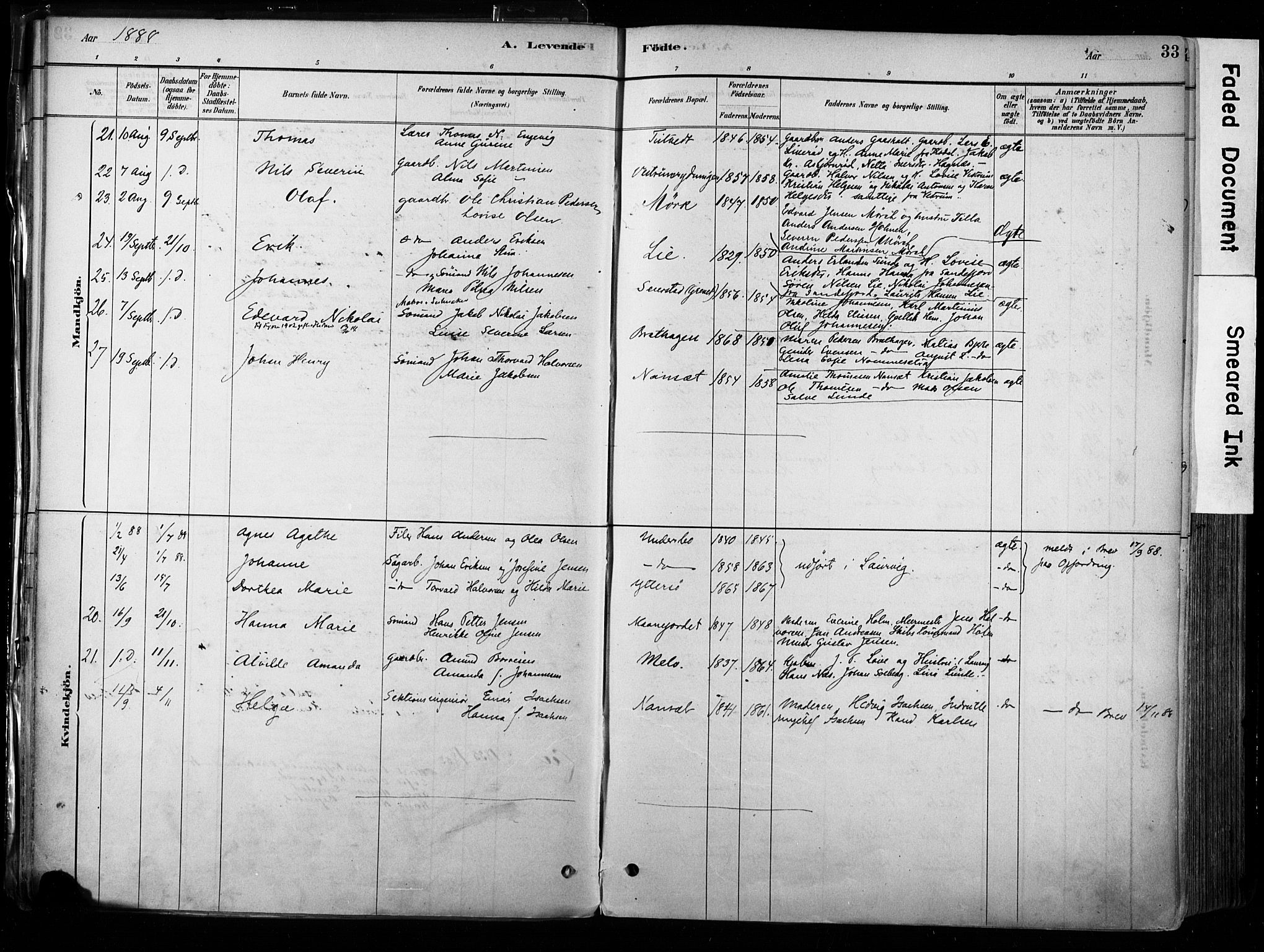 Hedrum kirkebøker, AV/SAKO-A-344/F/Fa/L0009: Ministerialbok nr. I 9, 1881-1903, s. 33