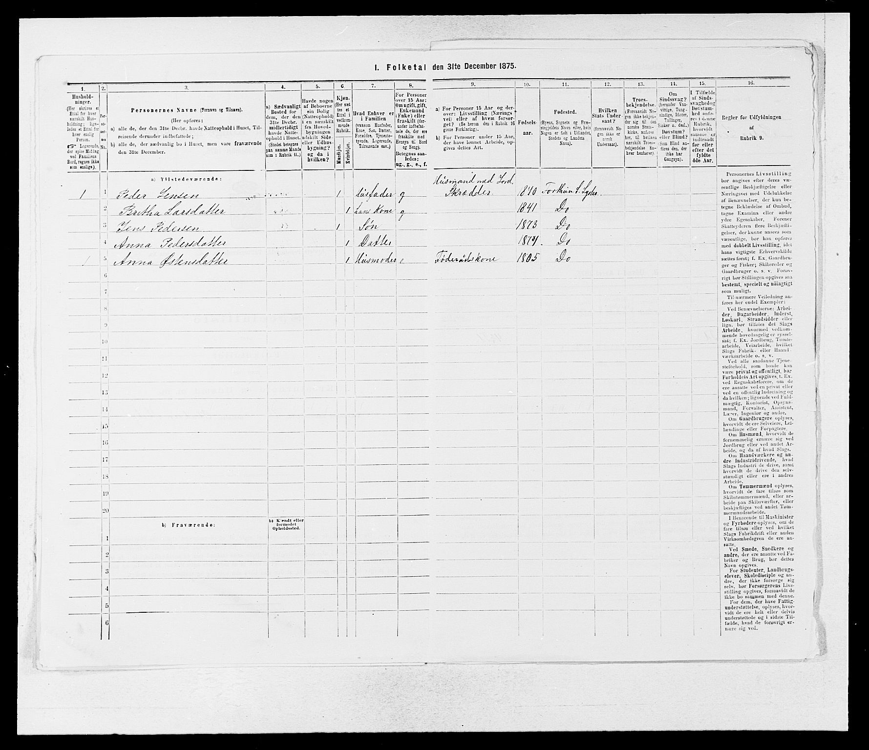 SAB, Folketelling 1875 for 1426P Luster prestegjeld, 1875, s. 433