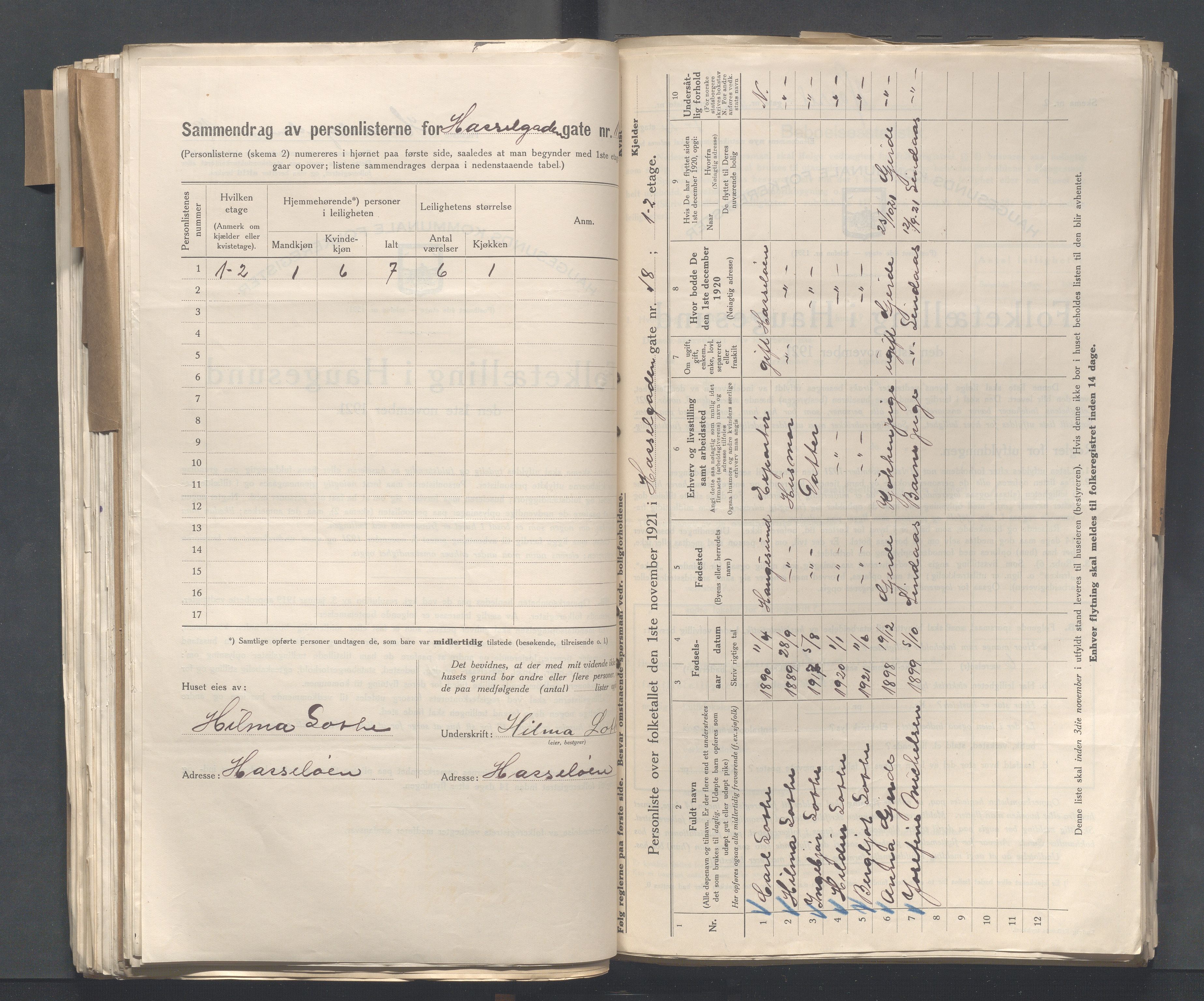 IKAR, Kommunal folketelling 1.11.1921 for Haugesund, 1921, s. 6014