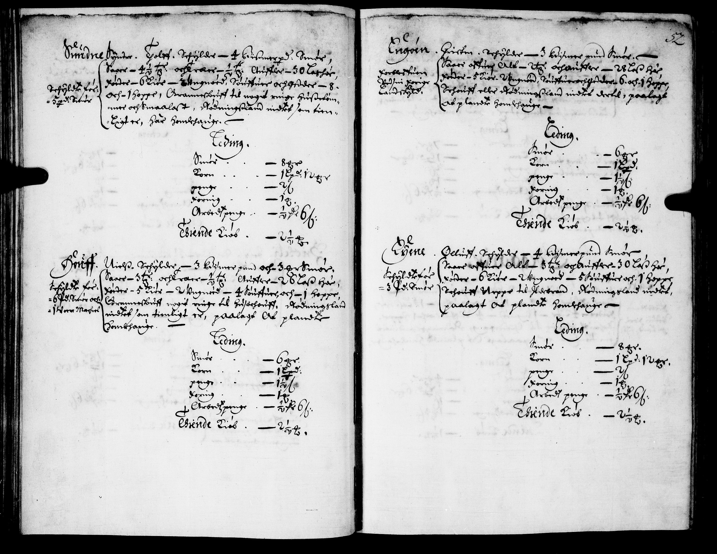 Rentekammeret inntil 1814, Realistisk ordnet avdeling, AV/RA-EA-4070/N/Nb/Nba/L0021: Brunla len, 1667, s. 51b-52a