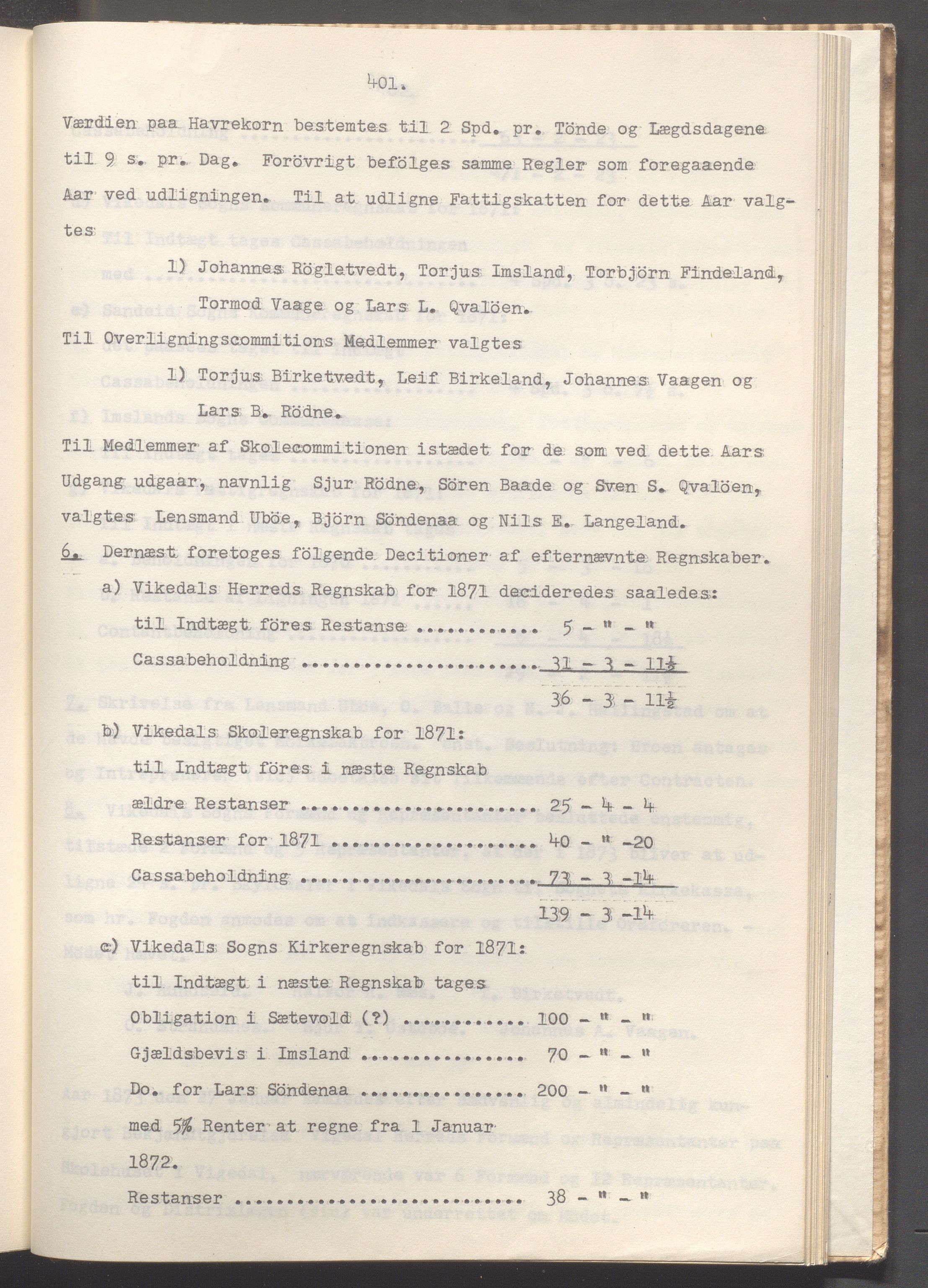 Vikedal kommune - Formannskapet, IKAR/K-100598/A/Ac/L0002: Avskrift av møtebok, 1862-1874, s. 401