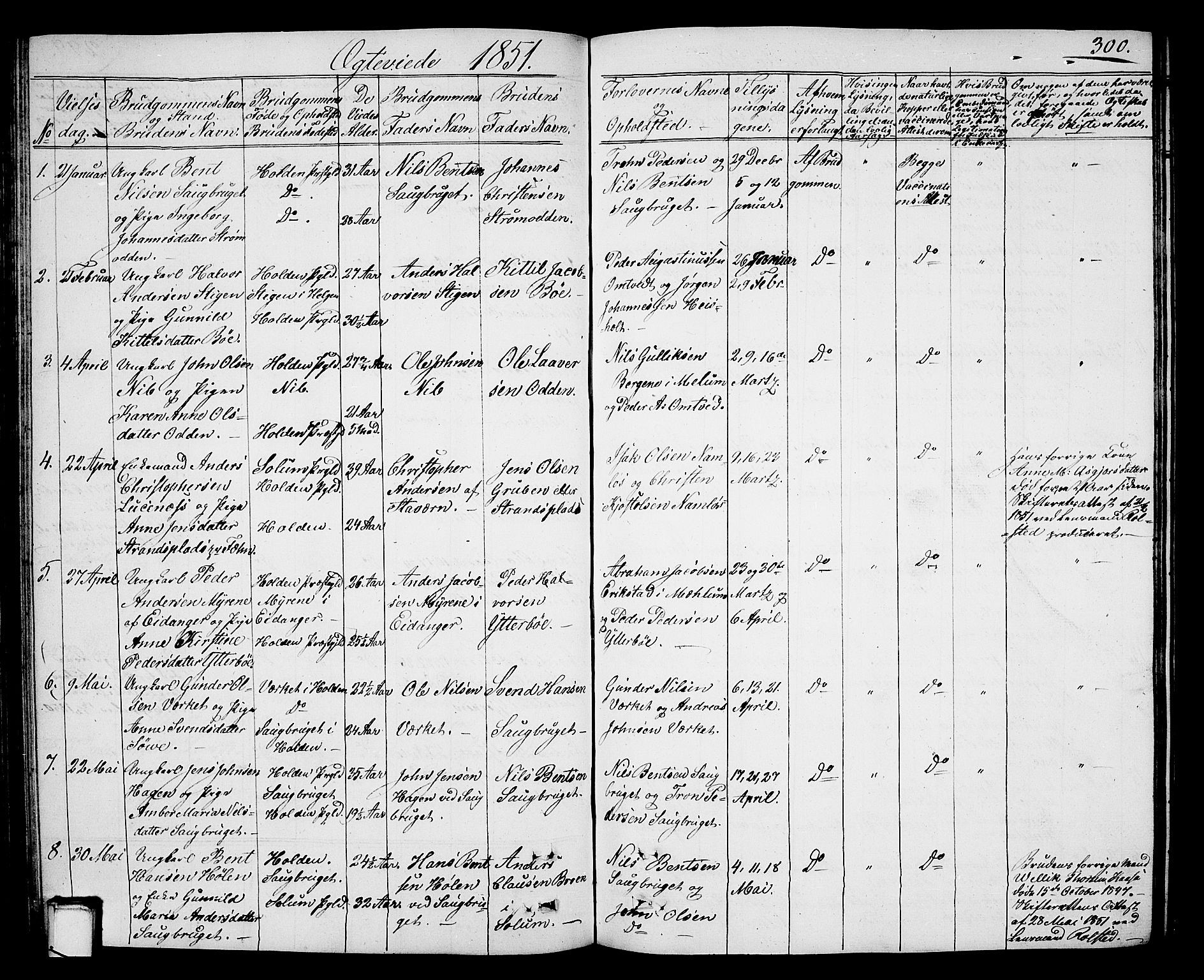 Holla kirkebøker, AV/SAKO-A-272/G/Ga/L0003: Klokkerbok nr. I 3, 1849-1866, s. 300