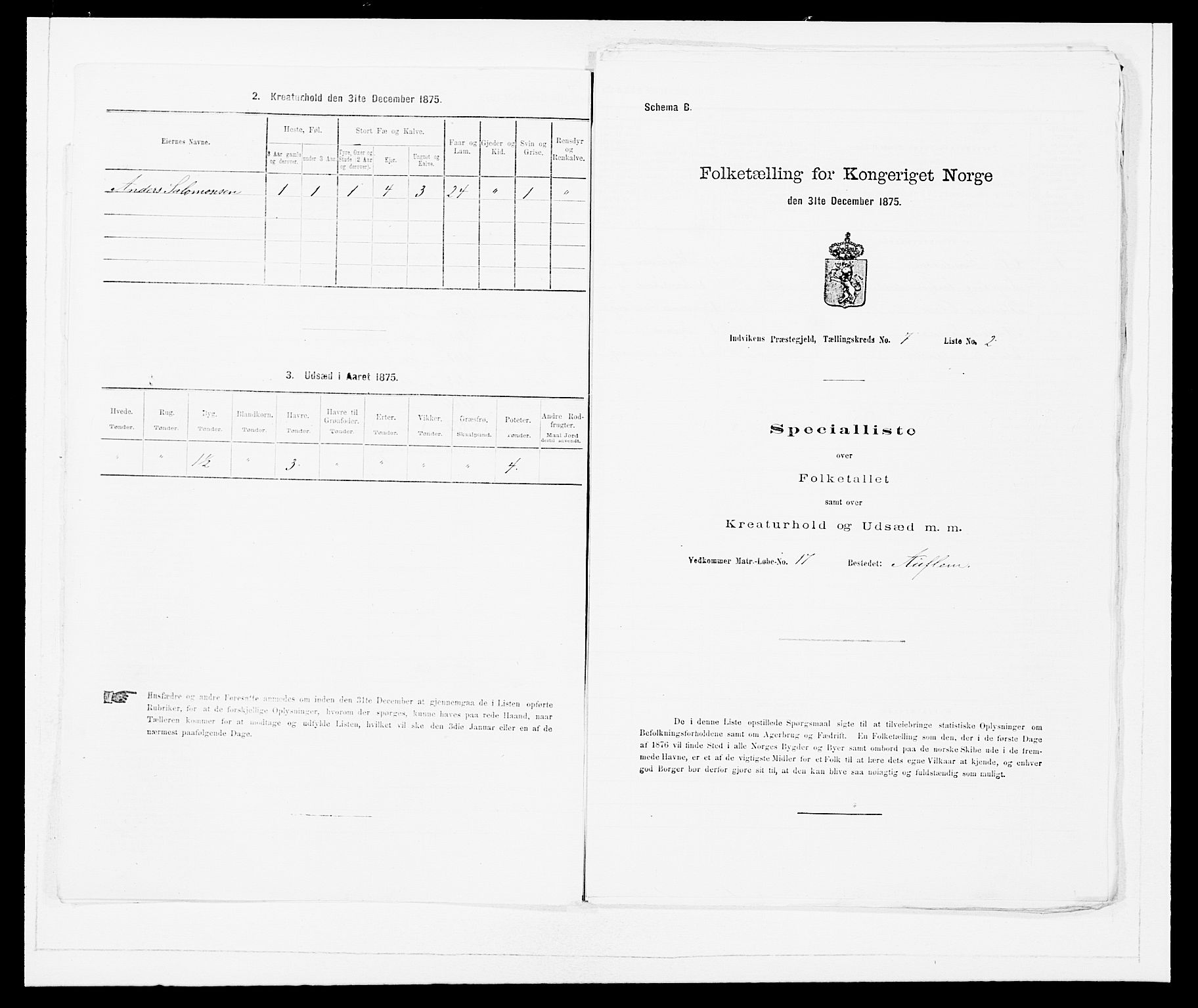 SAB, Folketelling 1875 for 1447P Innvik prestegjeld, 1875, s. 714