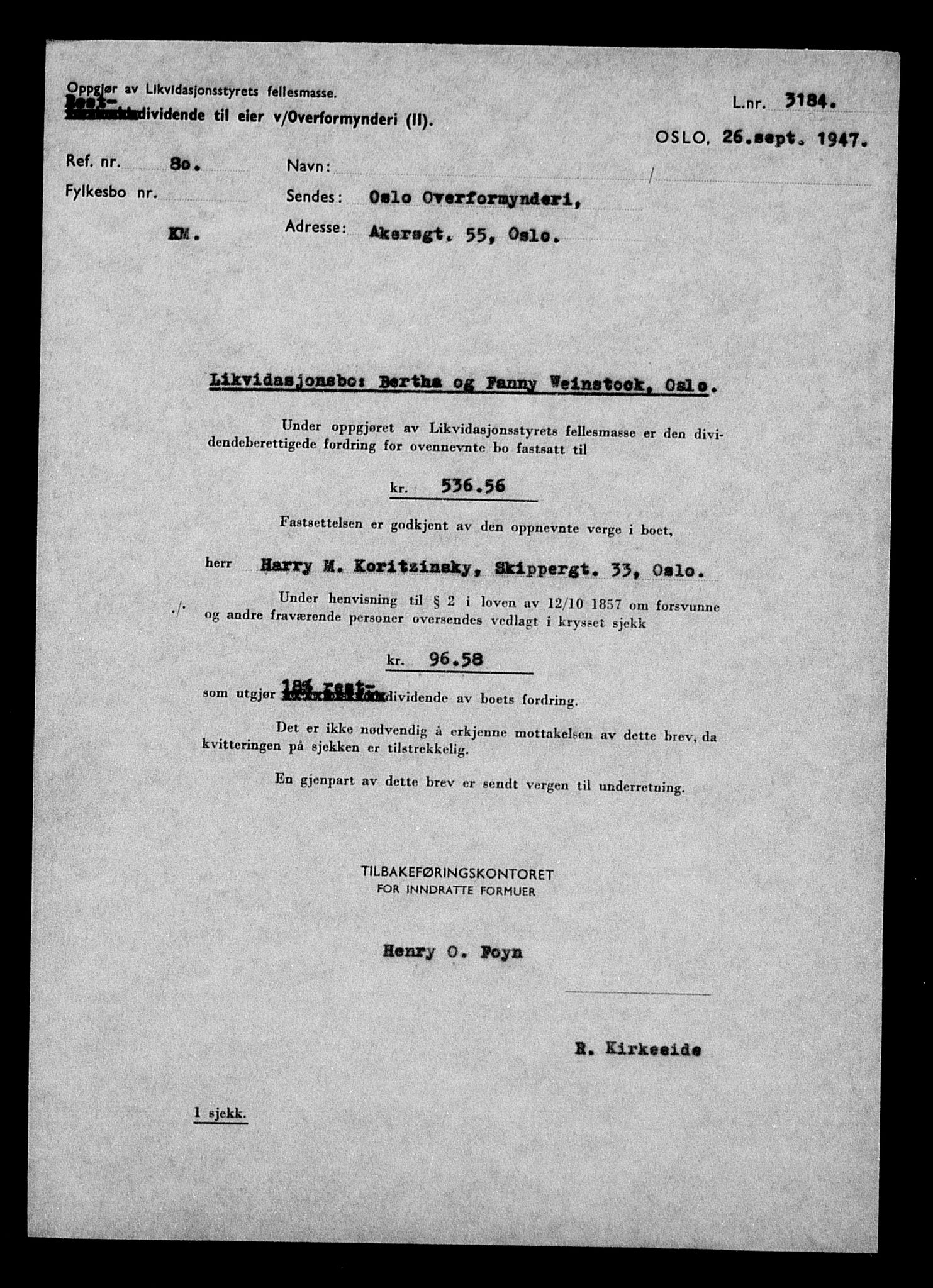 Justisdepartementet, Tilbakeføringskontoret for inndratte formuer, AV/RA-S-1564/H/Hc/Hcc/L0986: --, 1945-1947, s. 14