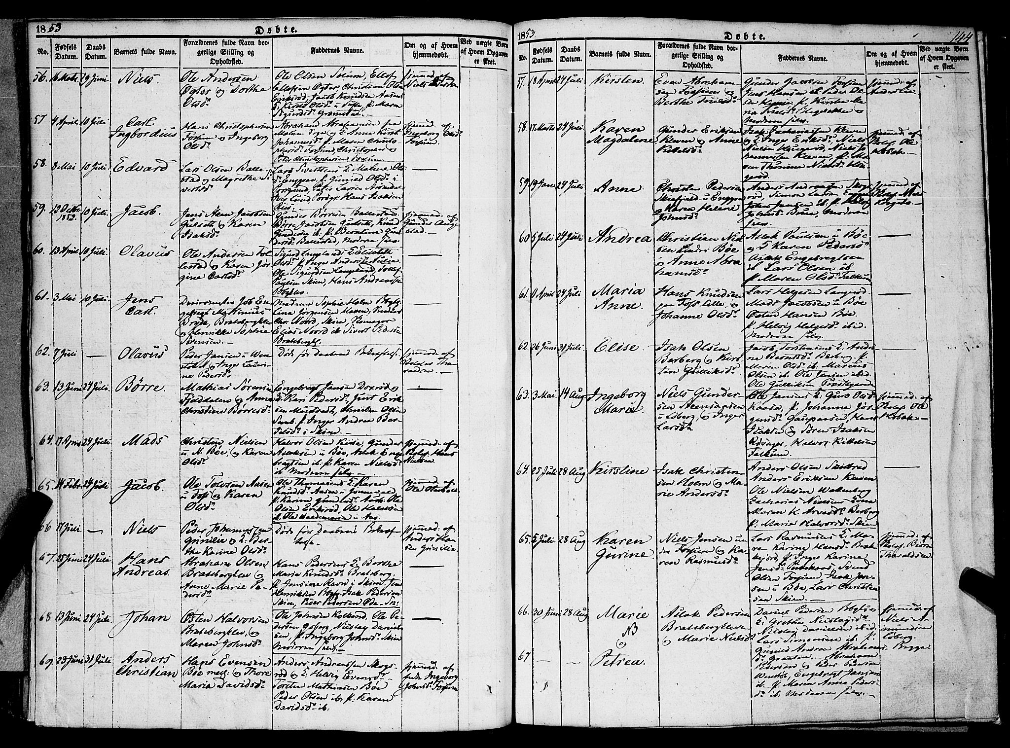 Gjerpen kirkebøker, AV/SAKO-A-265/F/Fa/L0007a: Ministerialbok nr. I 7A, 1834-1857, s. 144