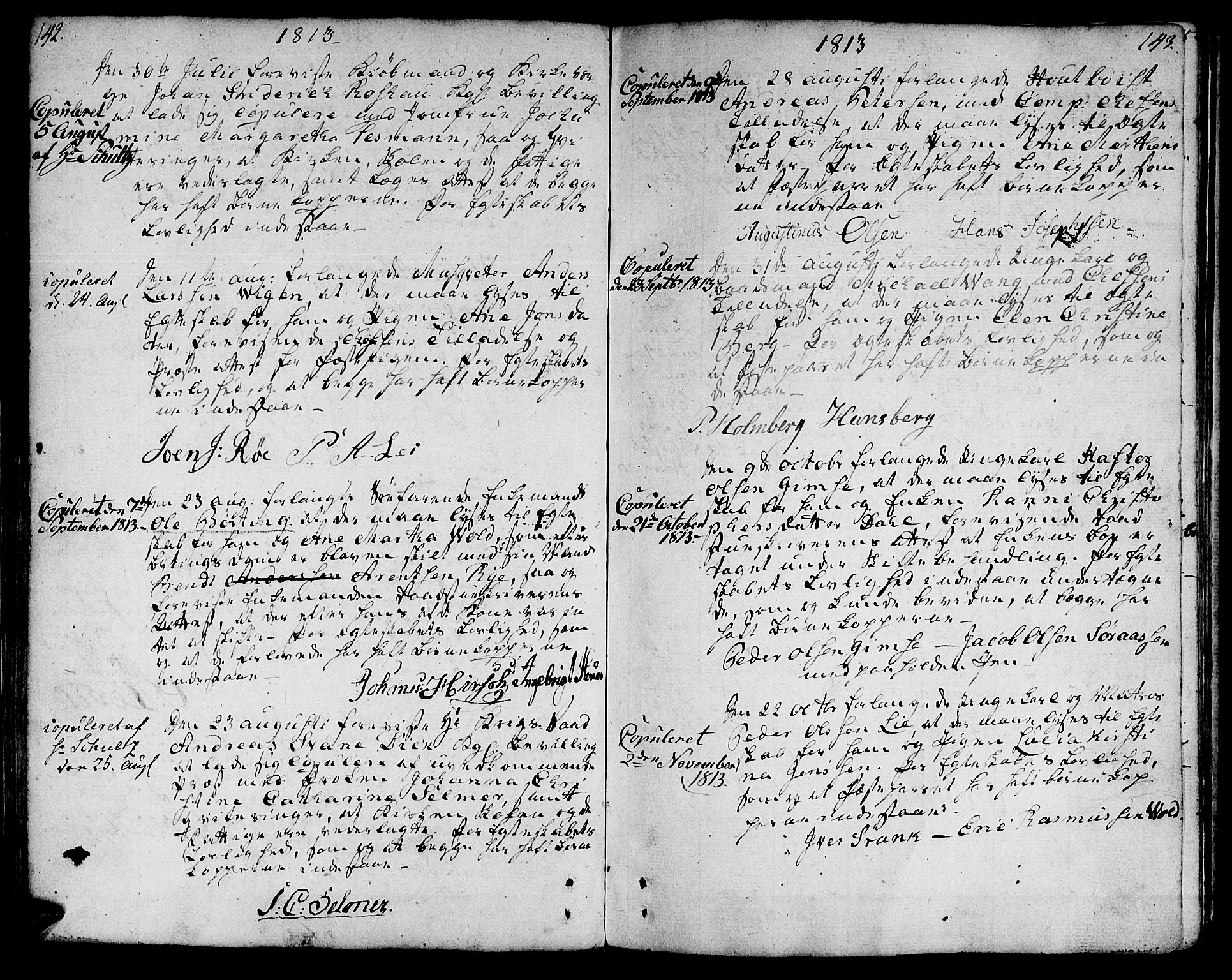 Ministerialprotokoller, klokkerbøker og fødselsregistre - Sør-Trøndelag, SAT/A-1456/601/L0042: Ministerialbok nr. 601A10, 1802-1830, s. 142-143