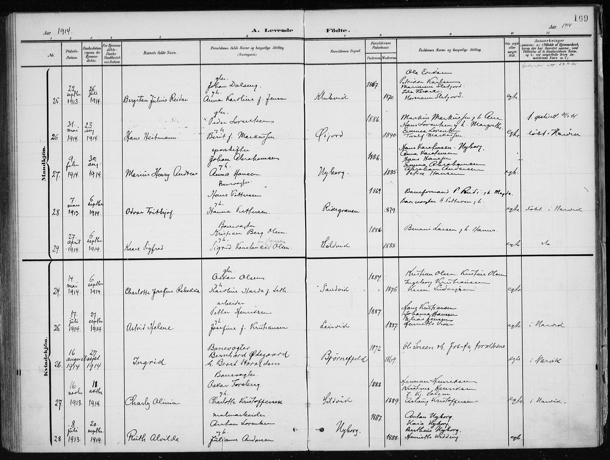 Ministerialprotokoller, klokkerbøker og fødselsregistre - Nordland, AV/SAT-A-1459/866/L0941: Ministerialbok nr. 866A04, 1901-1917, s. 169