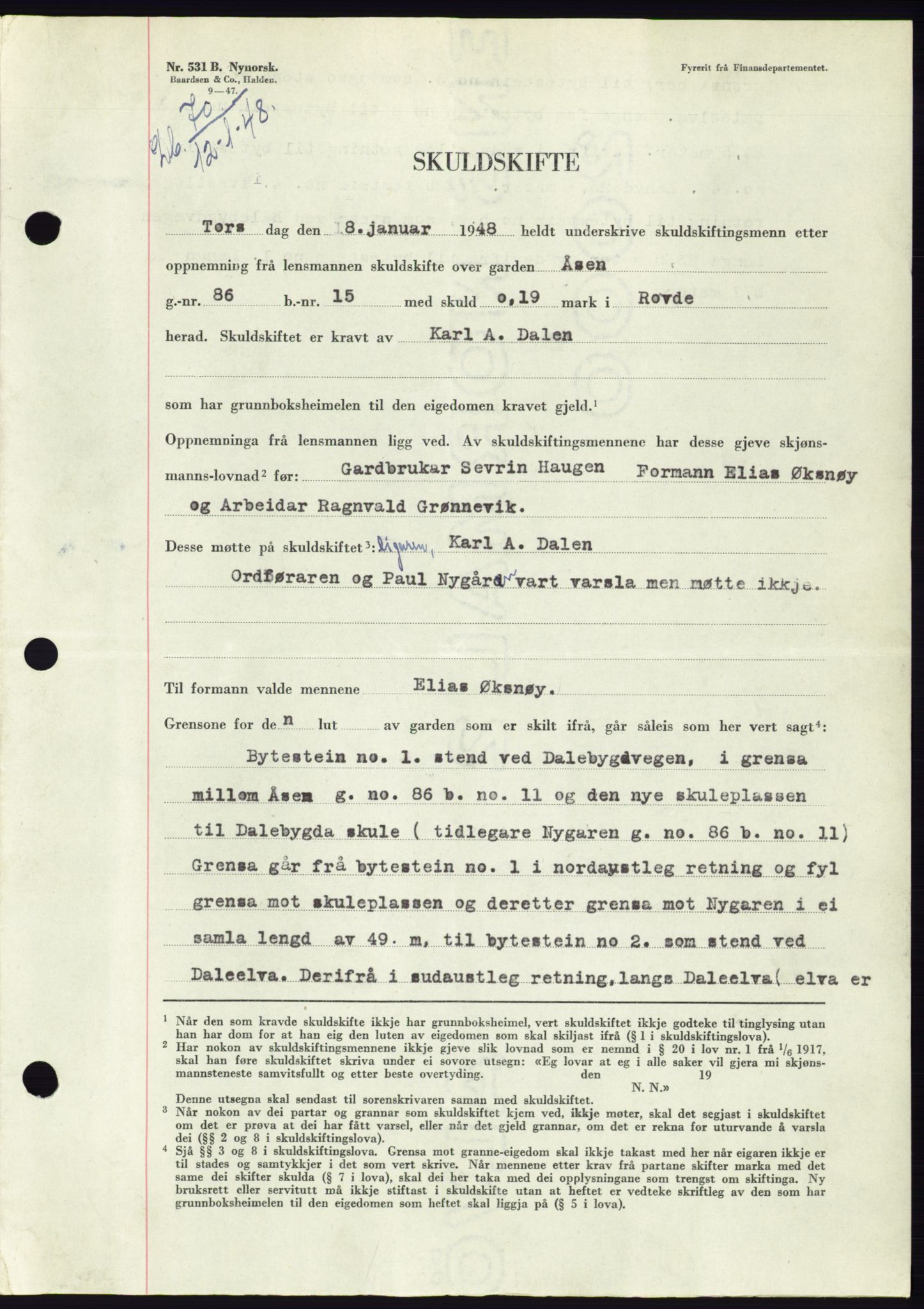 Søre Sunnmøre sorenskriveri, AV/SAT-A-4122/1/2/2C/L0081: Pantebok nr. 7A, 1947-1948, Dagboknr: 70/1948