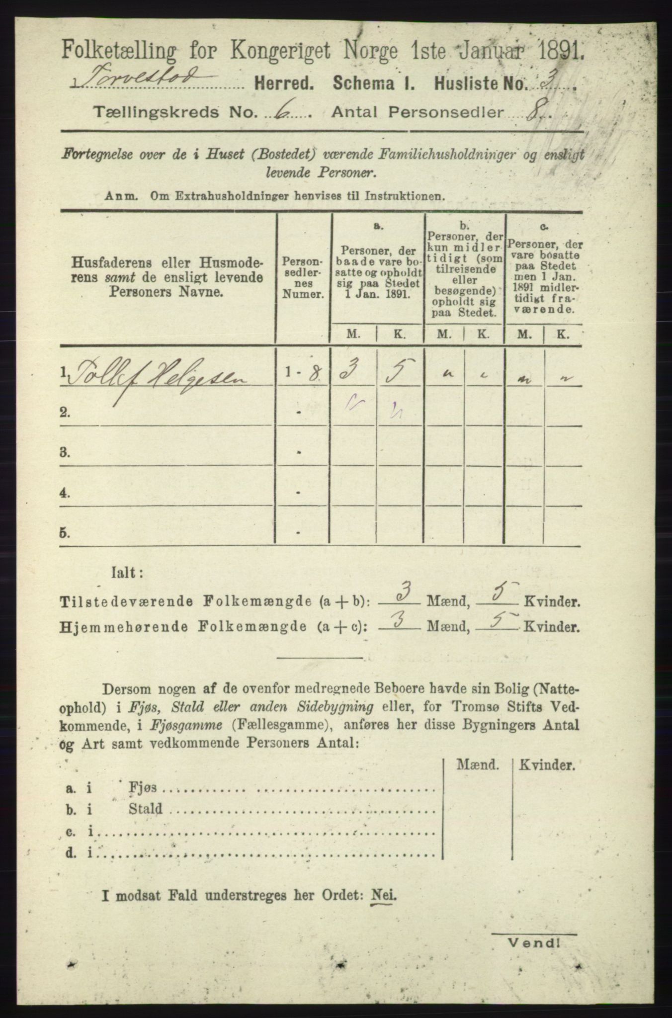 RA, Folketelling 1891 for 1152 Torvastad herred, 1891, s. 1926