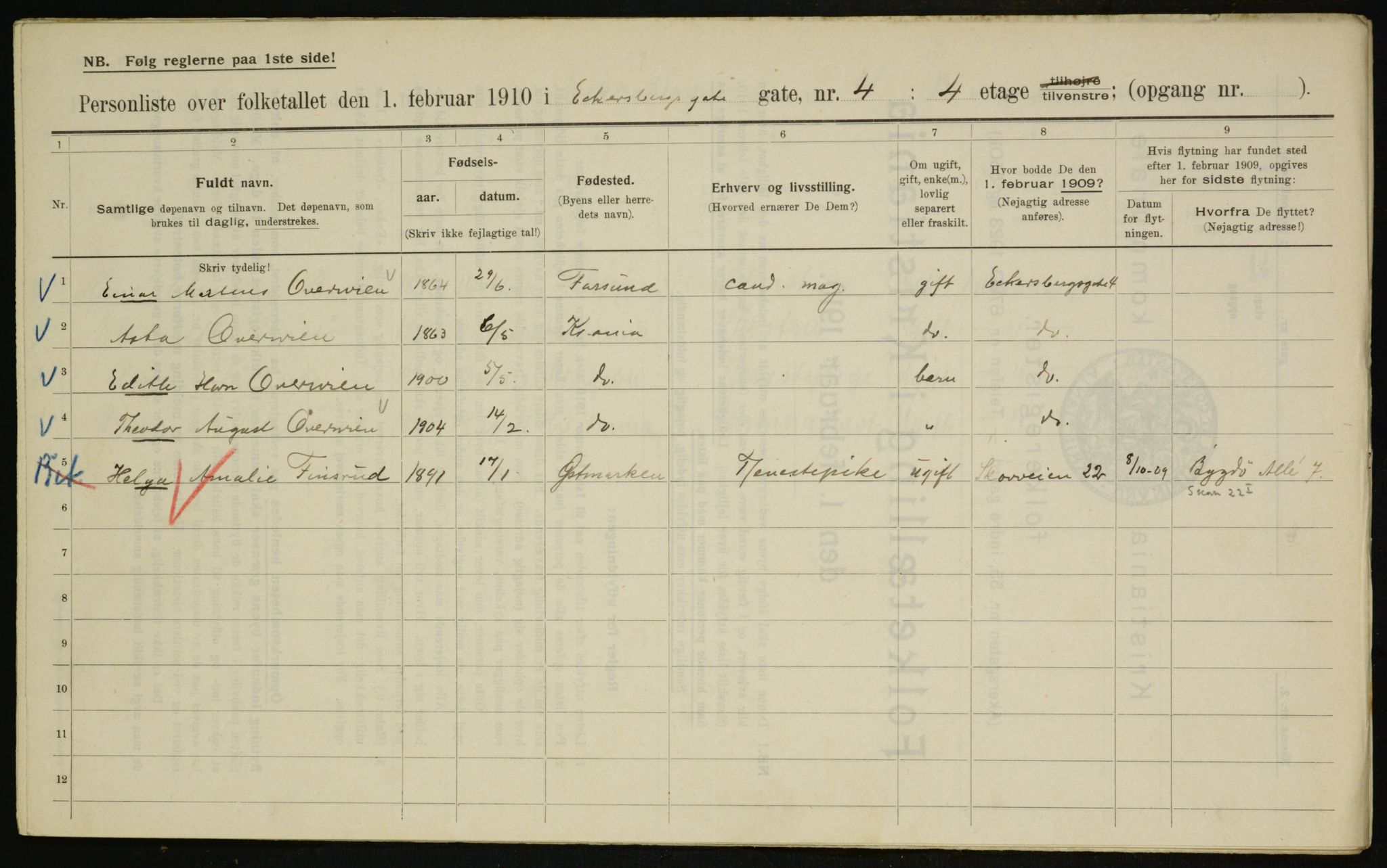 OBA, Kommunal folketelling 1.2.1910 for Kristiania, 1910, s. 17281