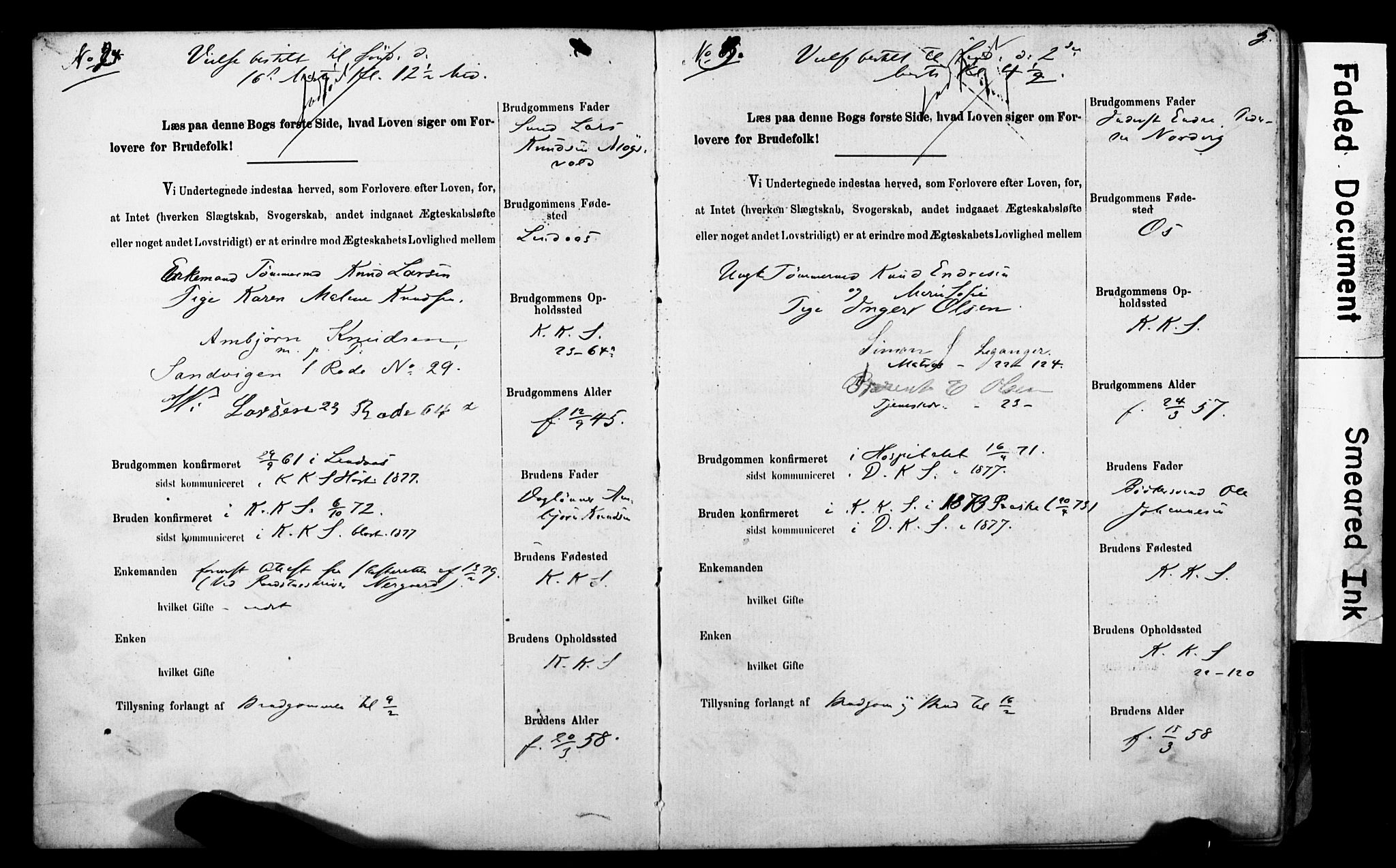 Korskirken sokneprestembete, SAB/A-76101: Forlovererklæringer nr. II.5.5, 1878-1889, s. 5