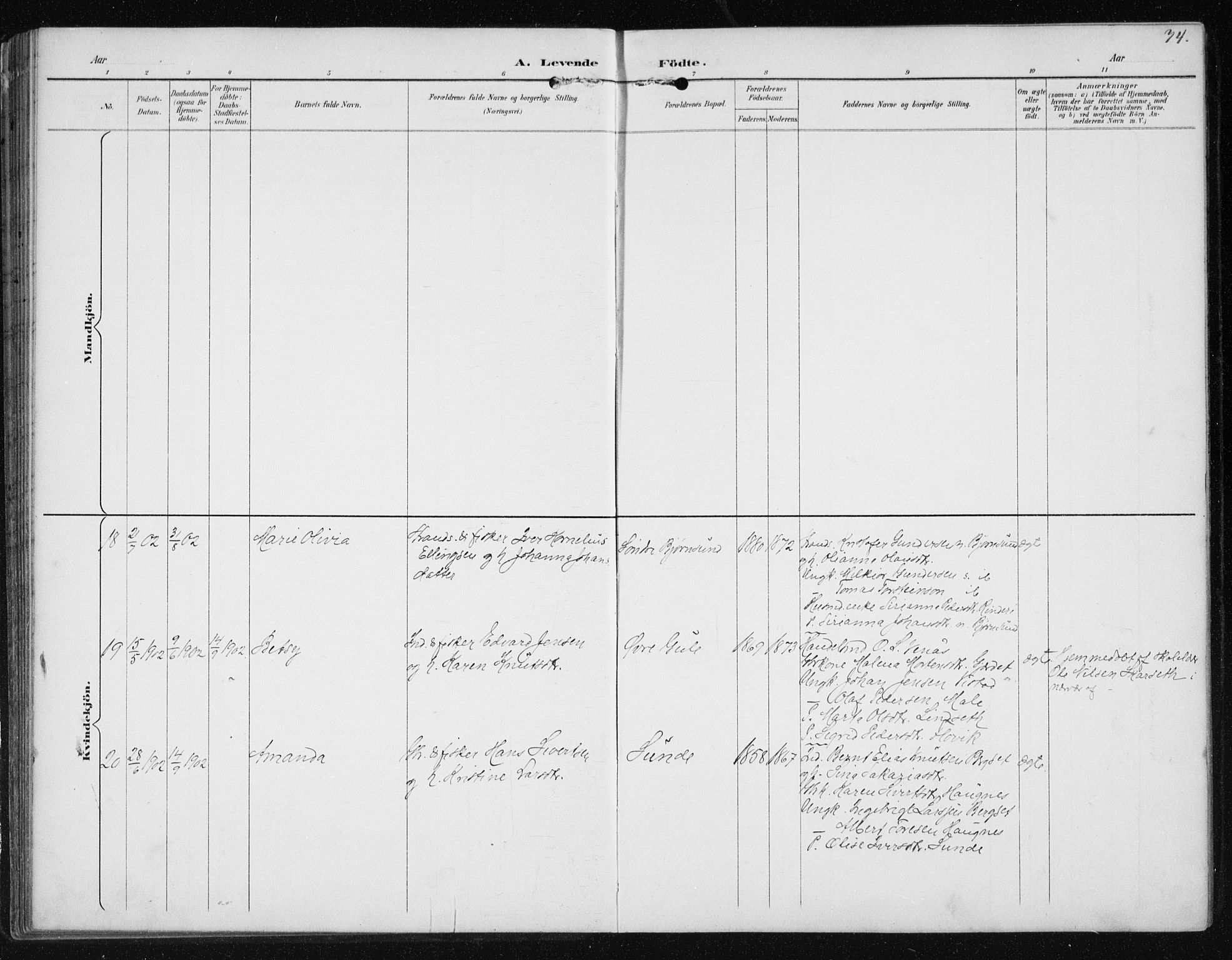 Ministerialprotokoller, klokkerbøker og fødselsregistre - Møre og Romsdal, AV/SAT-A-1454/566/L0773: Klokkerbok nr. 566C02, 1892-1909, s. 74