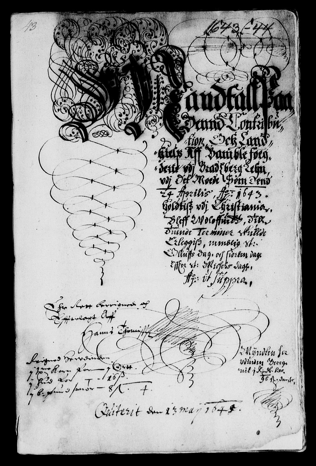Rentekammeret inntil 1814, Reviderte regnskaper, Lensregnskaper, AV/RA-EA-5023/R/Rb/Rbp/L0029: Bratsberg len, 1643-1644