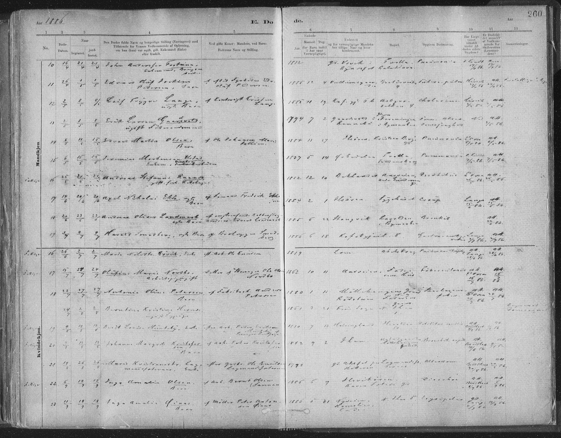 Ministerialprotokoller, klokkerbøker og fødselsregistre - Sør-Trøndelag, SAT/A-1456/603/L0162: Ministerialbok nr. 603A01, 1879-1895, s. 260