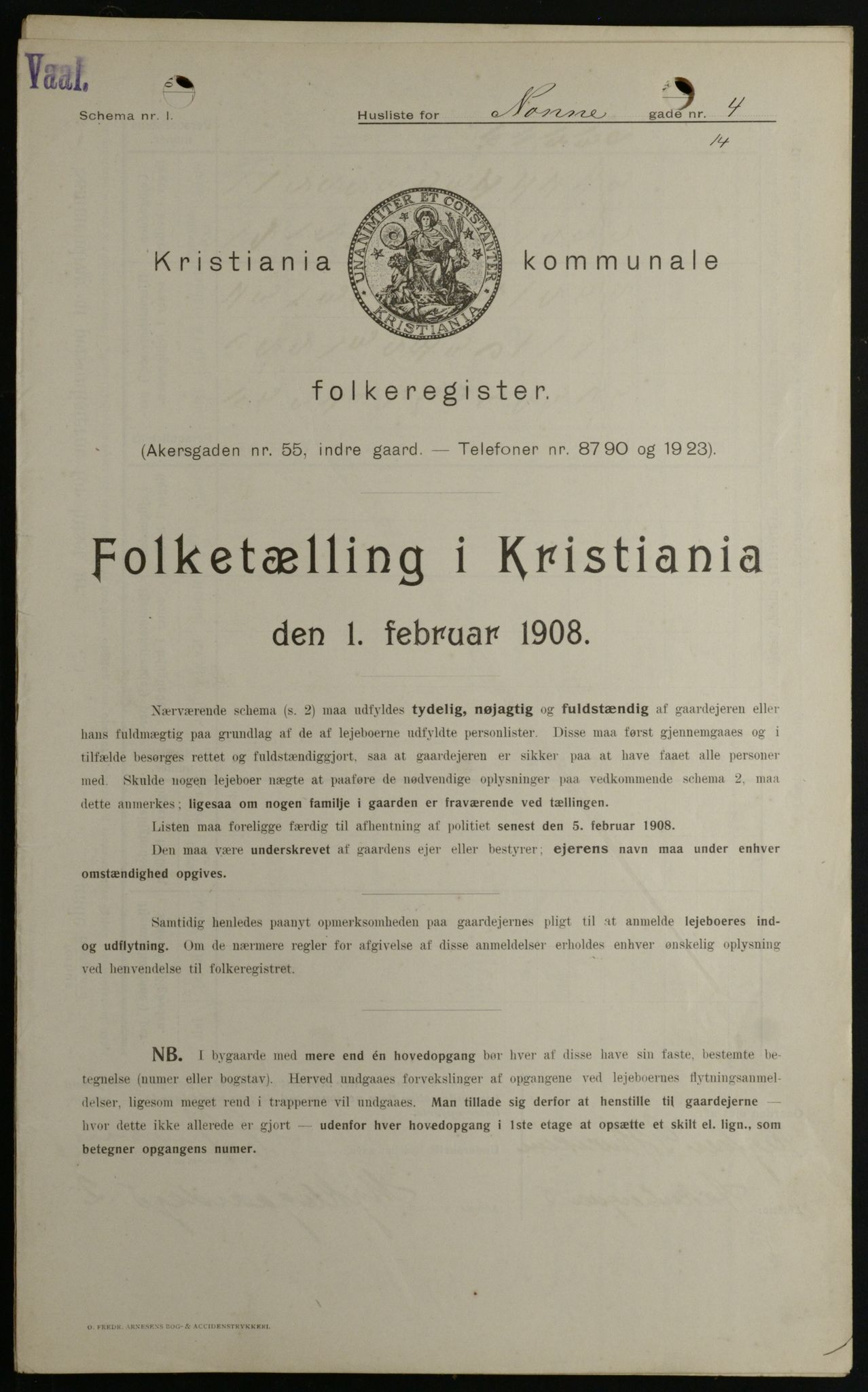 OBA, Kommunal folketelling 1.2.1908 for Kristiania kjøpstad, 1908, s. 64029