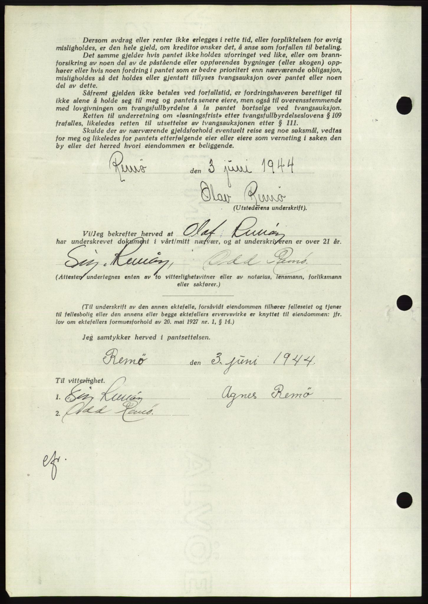 Søre Sunnmøre sorenskriveri, AV/SAT-A-4122/1/2/2C/L0114: Pantebok nr. 1-2B, 1943-1947, Dagboknr: 434/1944