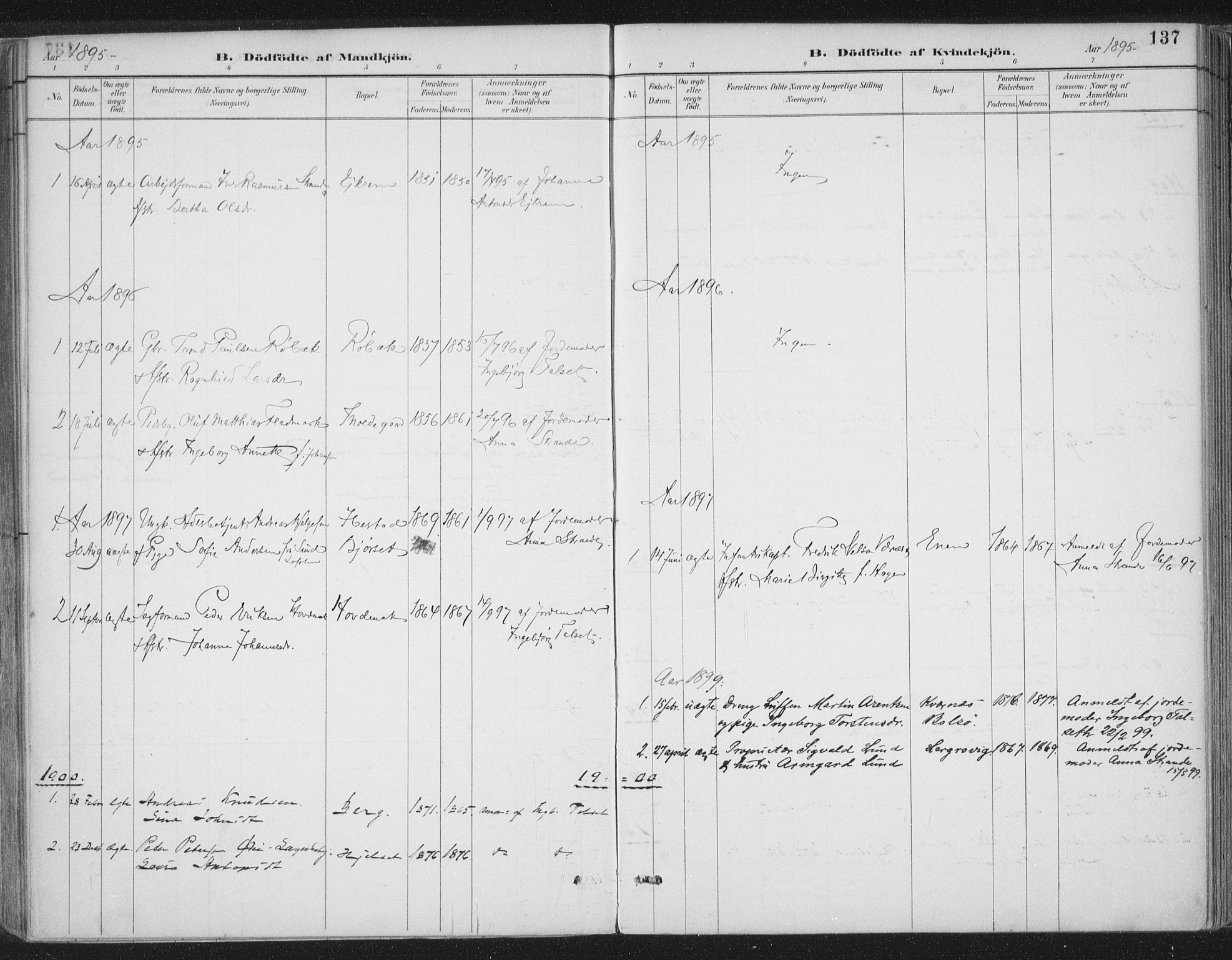 Ministerialprotokoller, klokkerbøker og fødselsregistre - Møre og Romsdal, AV/SAT-A-1454/555/L0658: Ministerialbok nr. 555A09, 1887-1917, s. 137