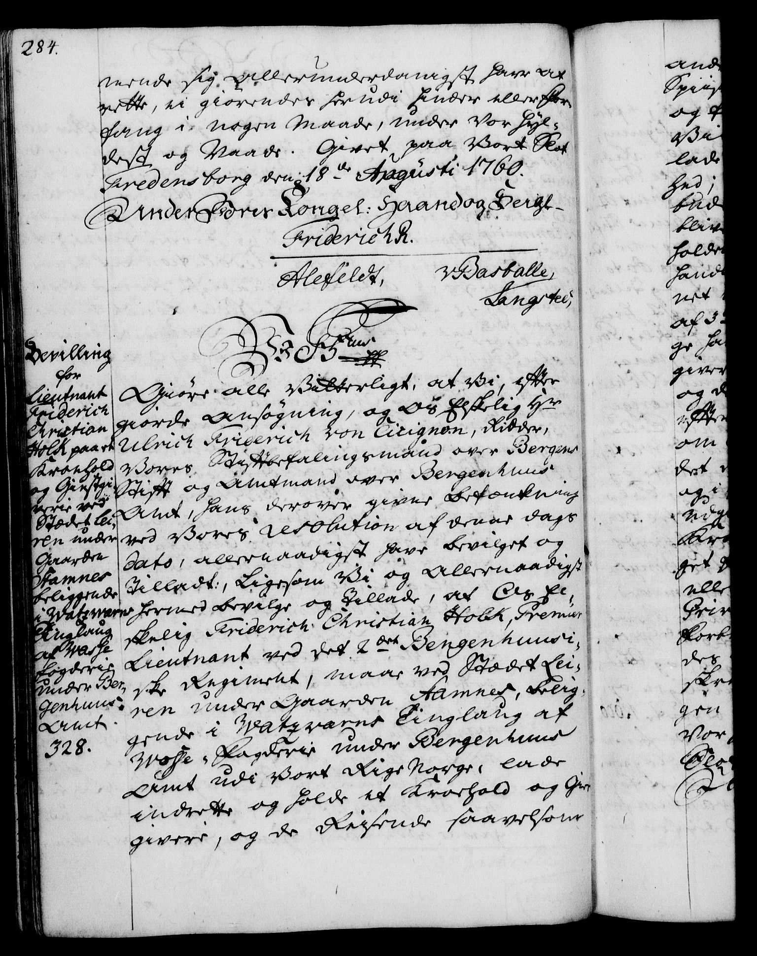 Rentekammeret, Kammerkanselliet, RA/EA-3111/G/Gg/Gga/L0007: Norsk ekspedisjonsprotokoll med register (merket RK 53.7), 1759-1768, s. 284